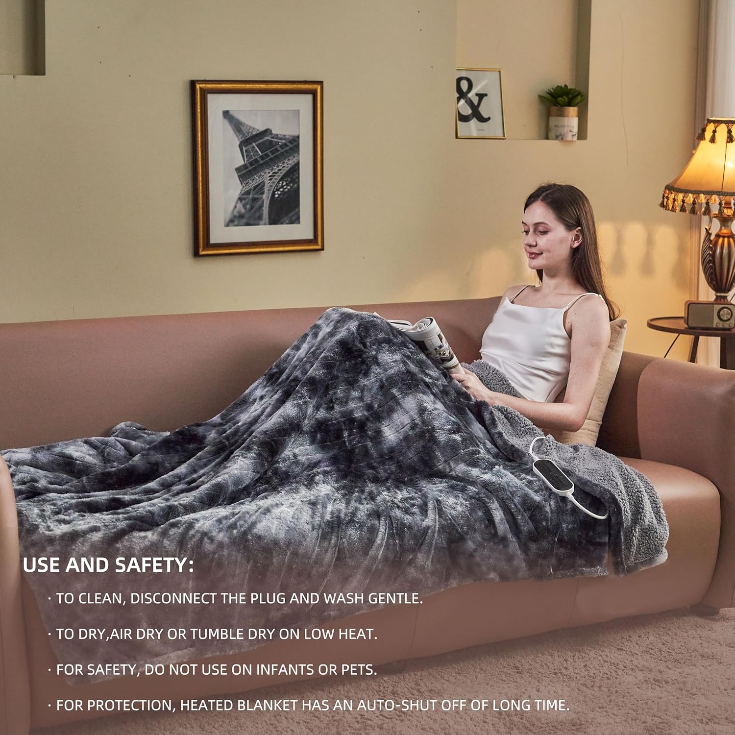 Heated Blanket Electric Heating Throw Blanket with 10 Heating Levels，5