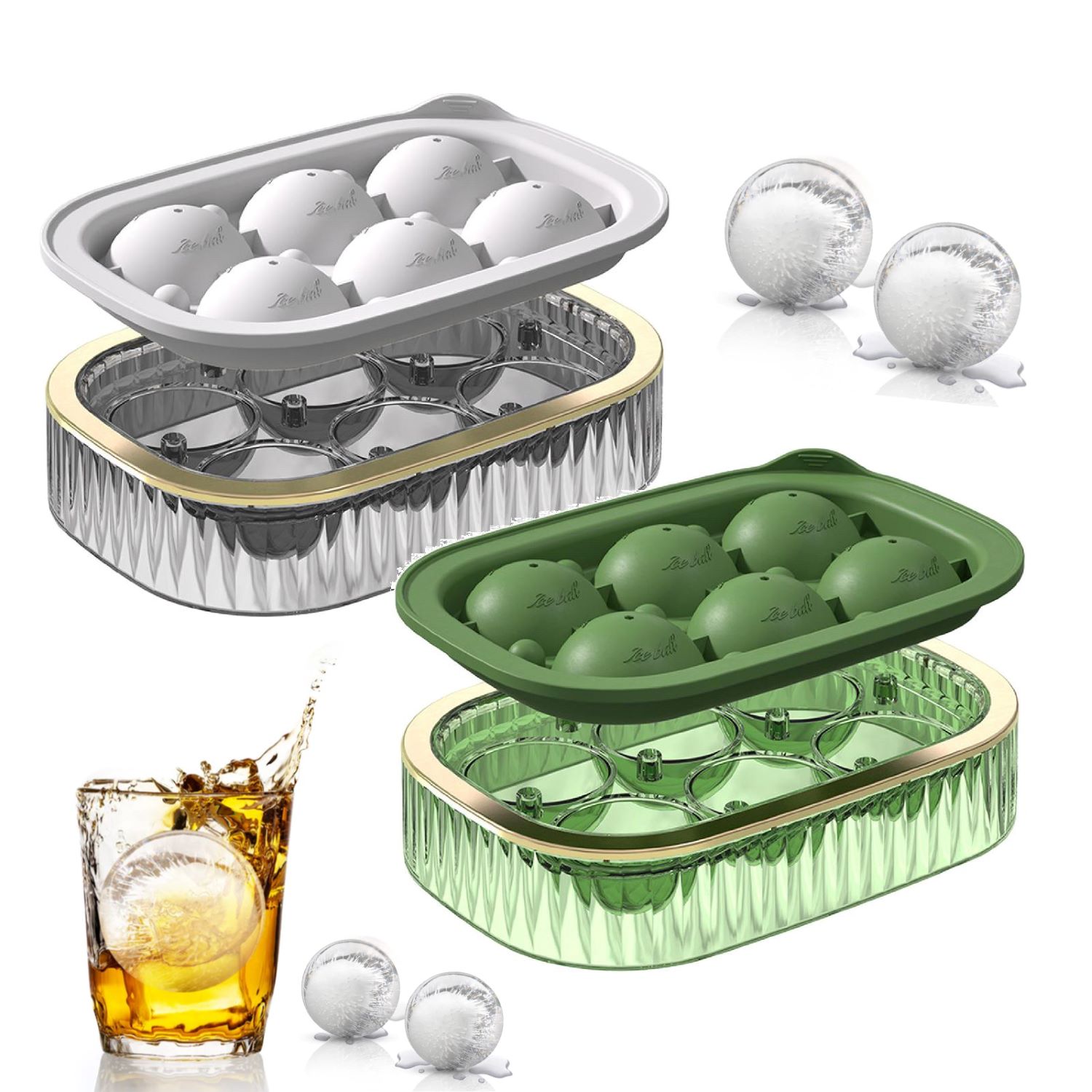 Micozy 2 Pack Round Large Ice Ball Easy Release Box Household Food