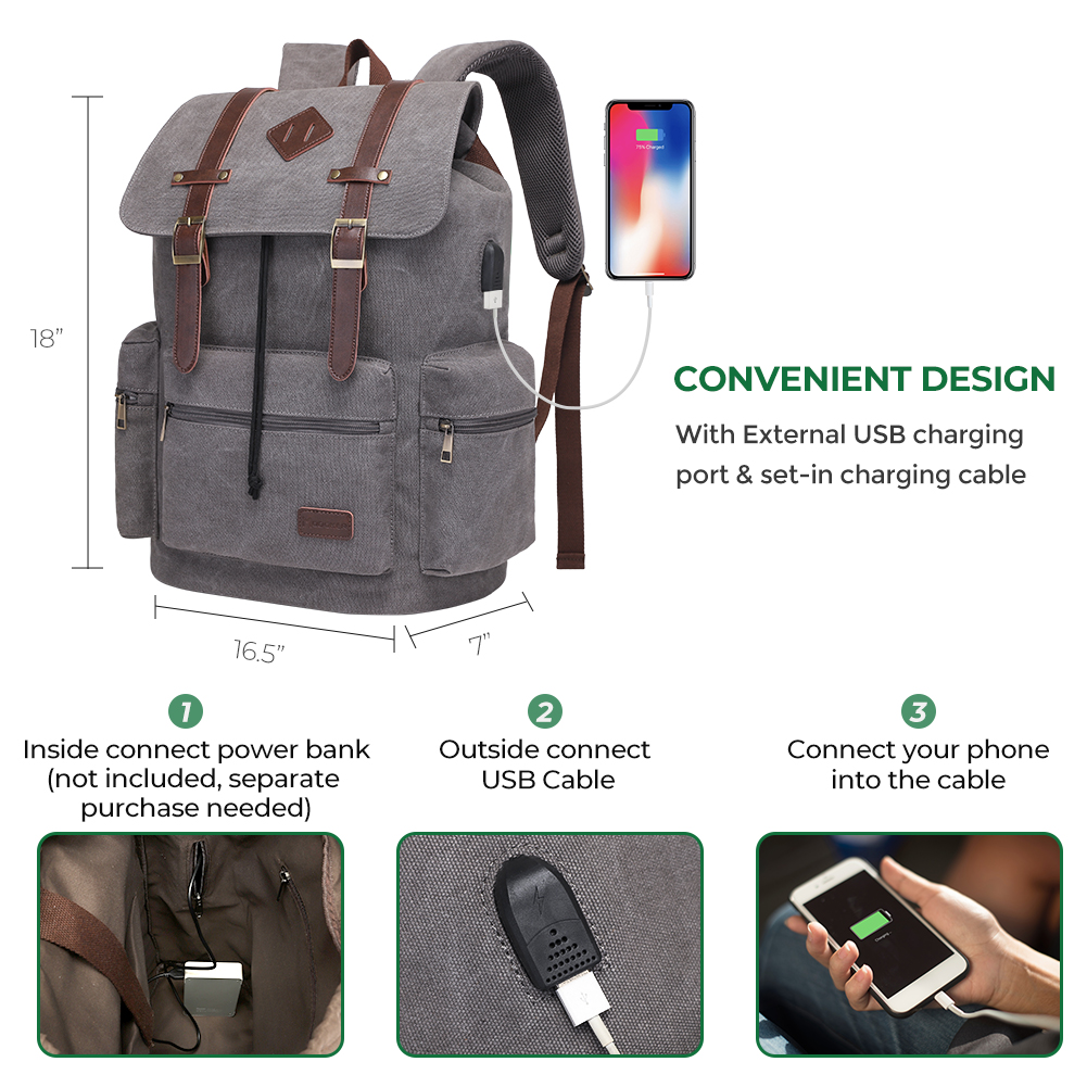 Modoker Mens Canvas Vintage Backpack for Men,Women, Travel Laptop