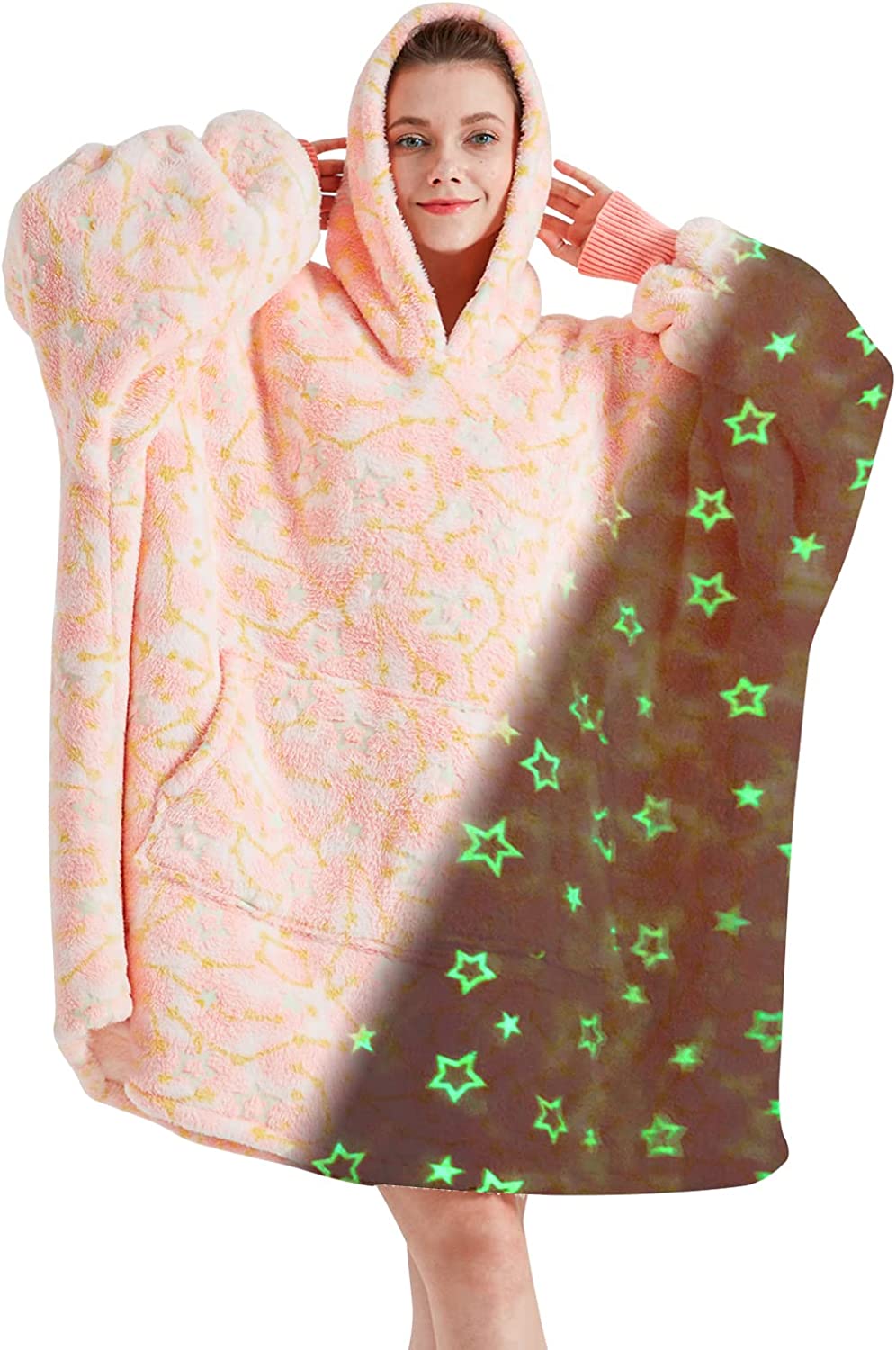 Touchat Wearable Blanket Hoodie, Oversized Sherpa Blanket Sweatshirt