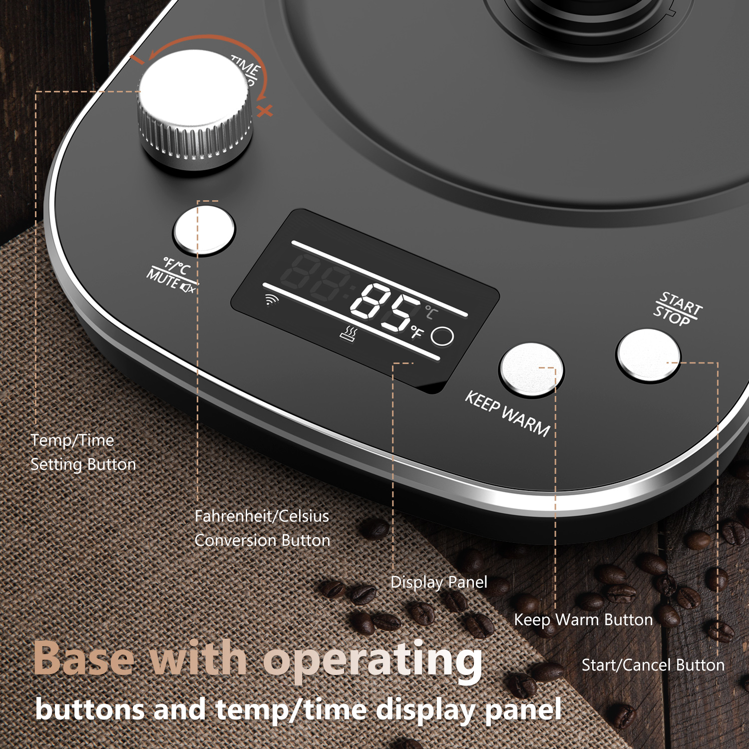 Nicebay Electric Gooseneck Kettle, Electric Kettle with Heating Base