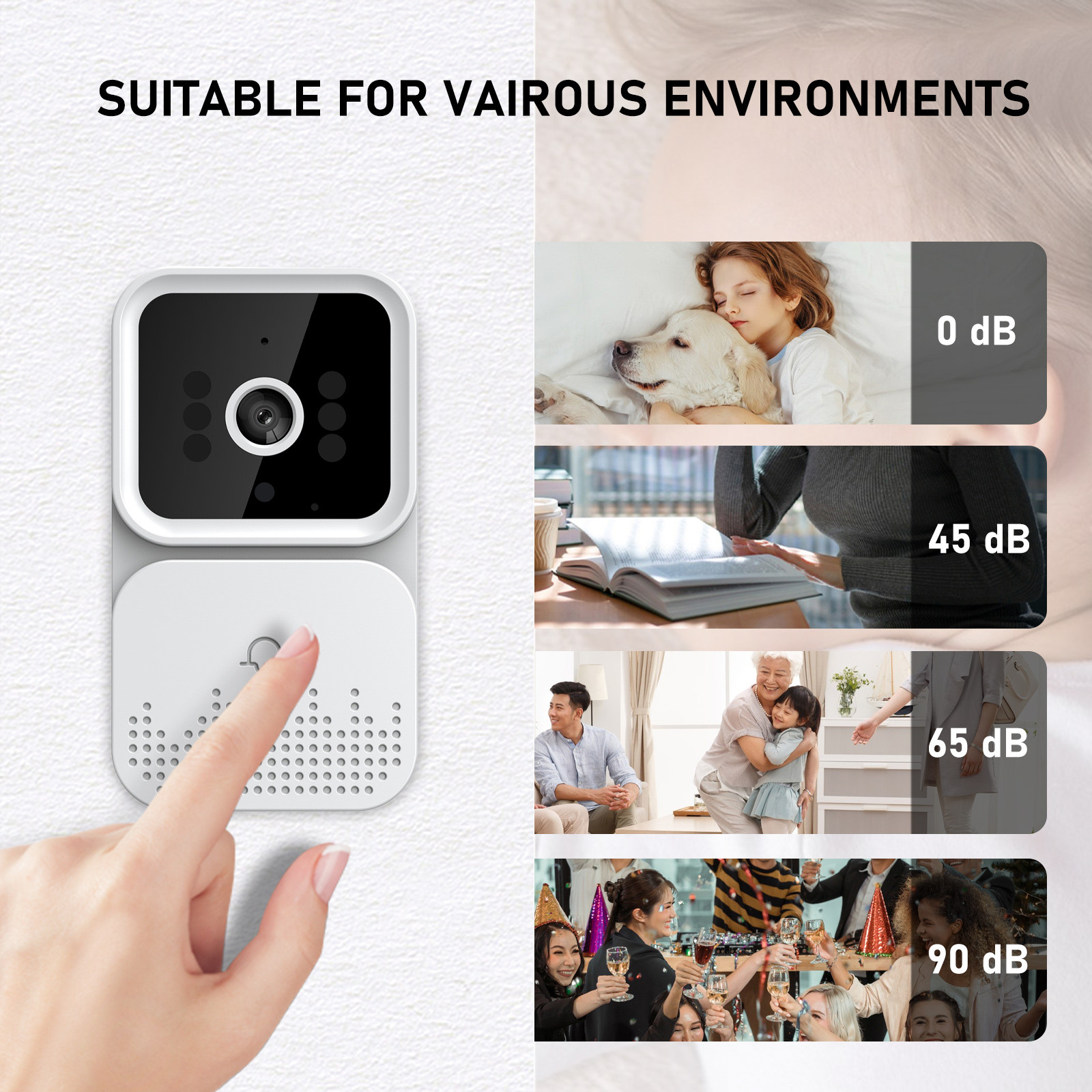 BGZLEU Intelligent Remote Video Doorbell, Wireless Doorbell with HD