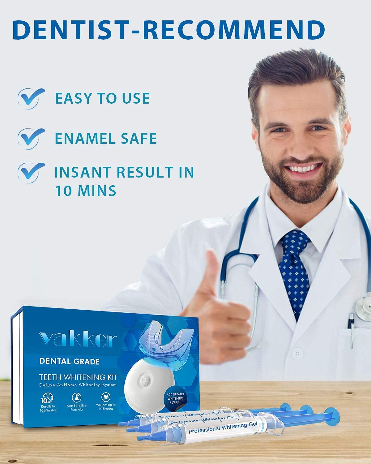 Vakker Professional Teeth Whitening Kit with LED Light 3 x 3ML 35