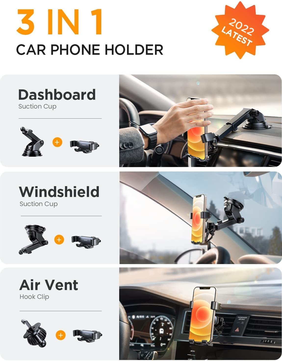 AINOPE Phone Mount for Car 2024 Upgrade 31 Gravity Car Phone Holder