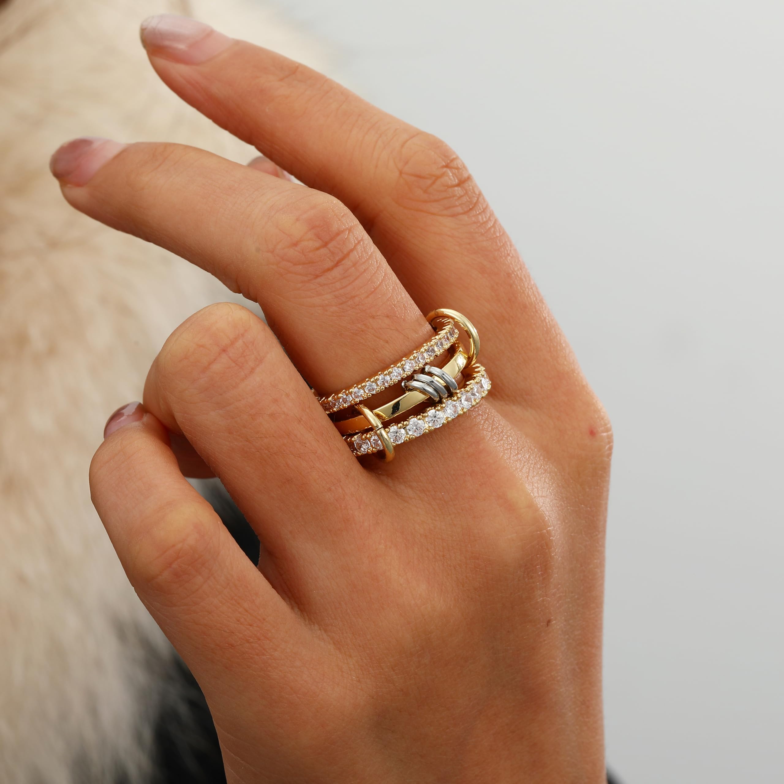Interlocked Stackable Rings Sterling Silver Interlocked Stackable Rings for Women Mixed Thumb Ring ...
