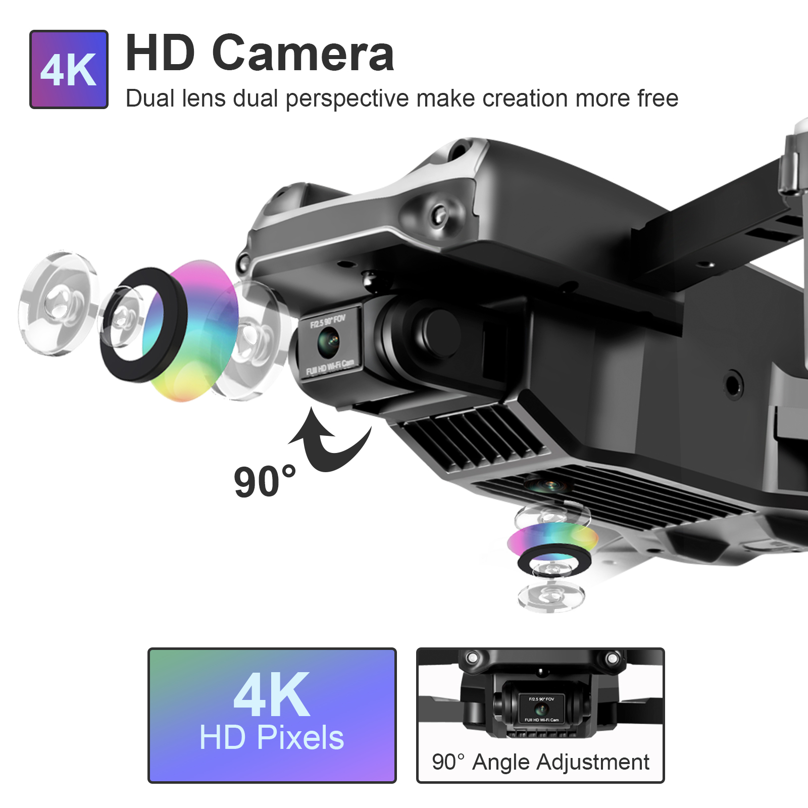 OKYUK Drones for Adults Kids Beginners Camera Drones 4k HD Dual Cameras ...