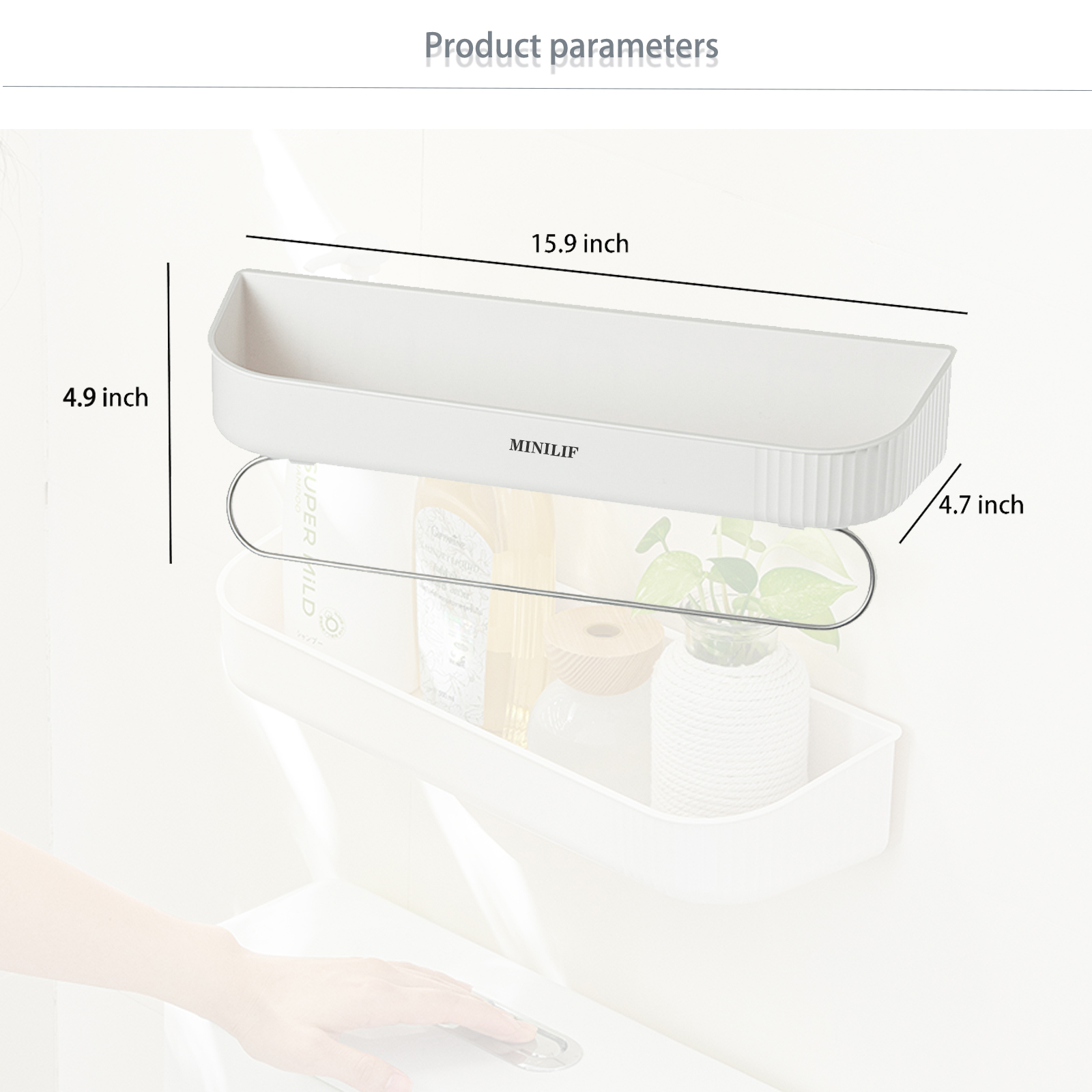 MINILIF Bathroom Caddy,Wall Mounted Bathroom Organizer,Towel Rack