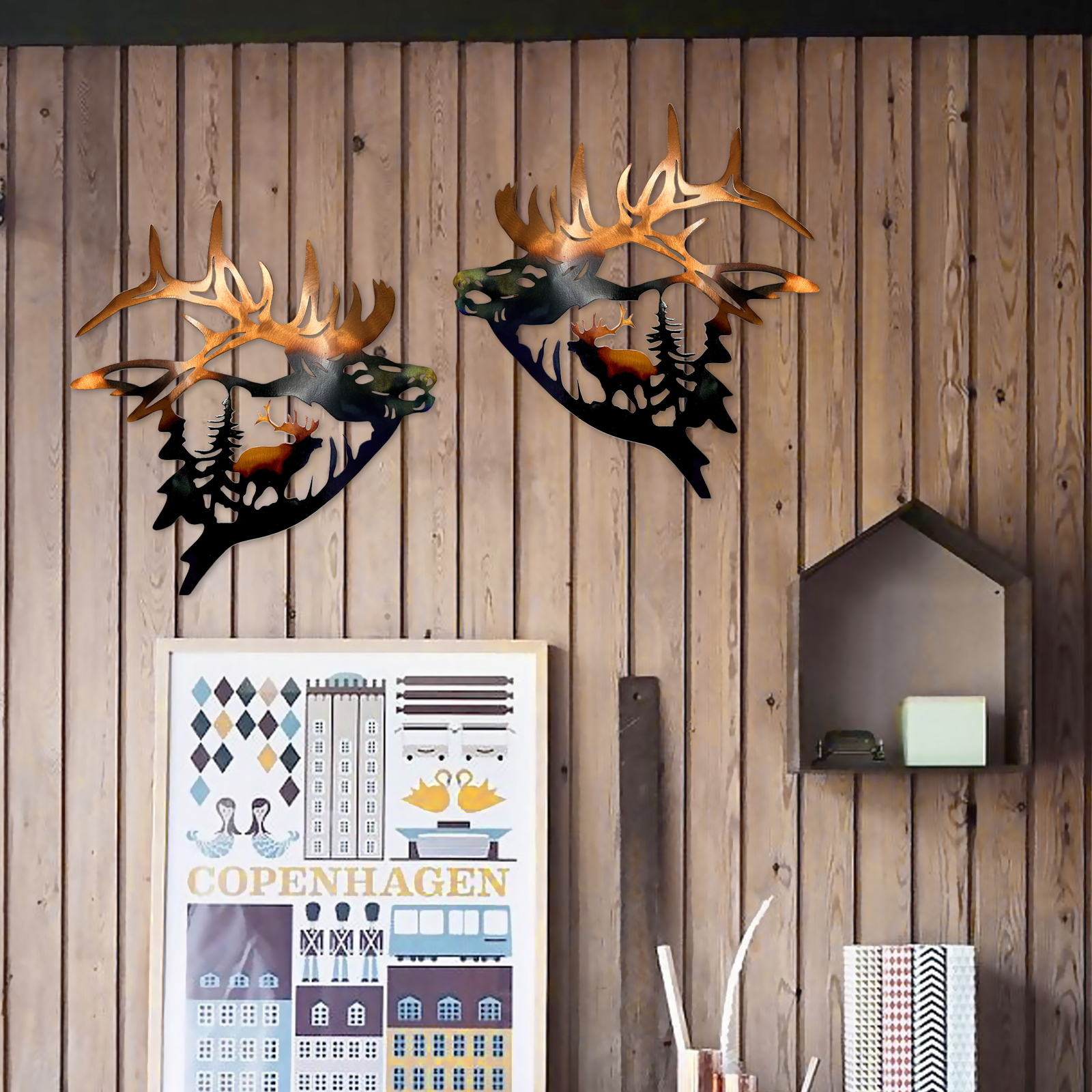 Mkemff Metal Deer Wall Art Exquisite Forest Deer Wall Decor, Perfect