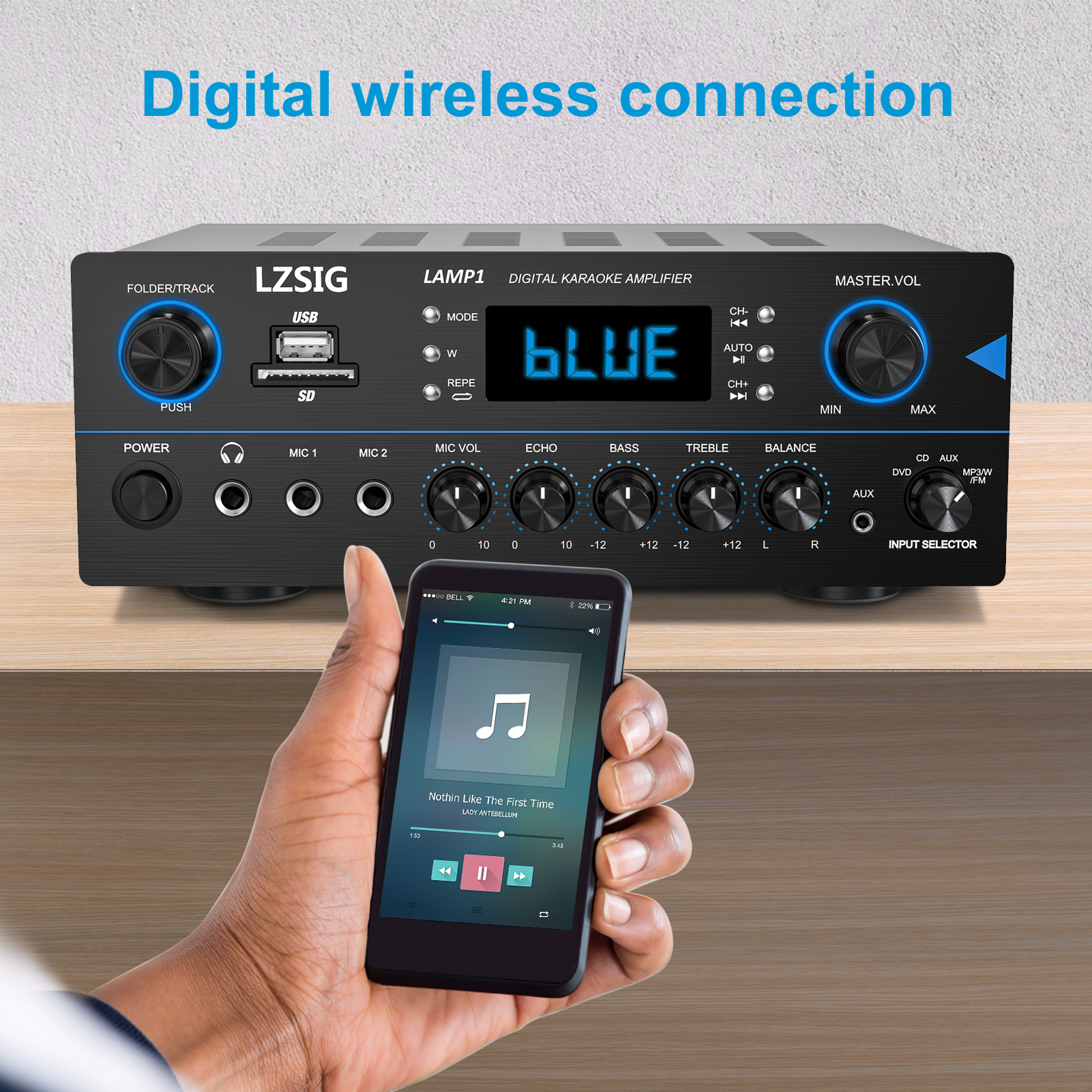 LZSIG Peak Power 110Wx2 Channel Stereo Amplifier 5.0 Home Audio