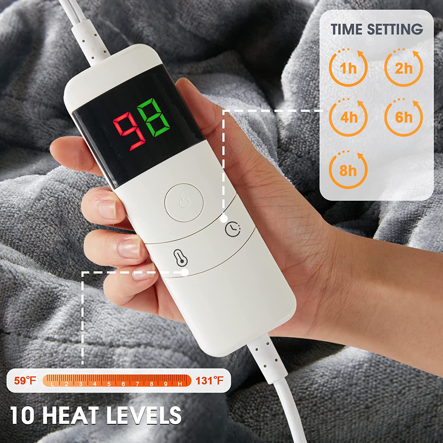 OCTROT Heated Electric Blanket Heating Sherpa Throw Size Blankets with