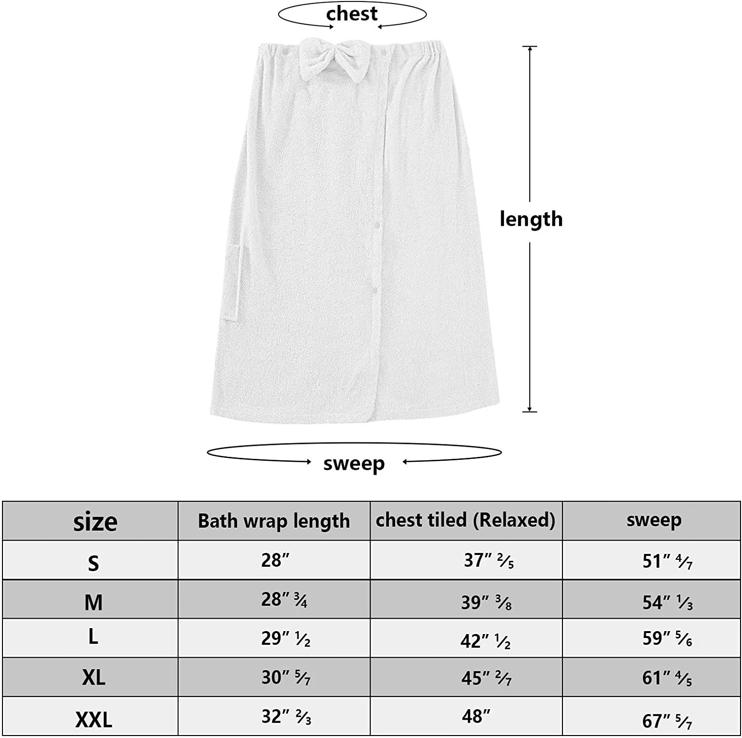 RUJIPO Womens Bath Wrap Towel with Hair Towel, Spa Bath Towel Wrap