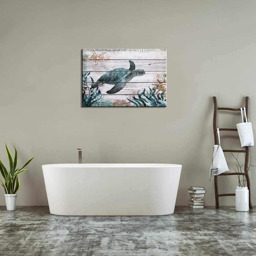 Bathroom wall Decor ocean Sea wall art green Turtle Pictures artwork
