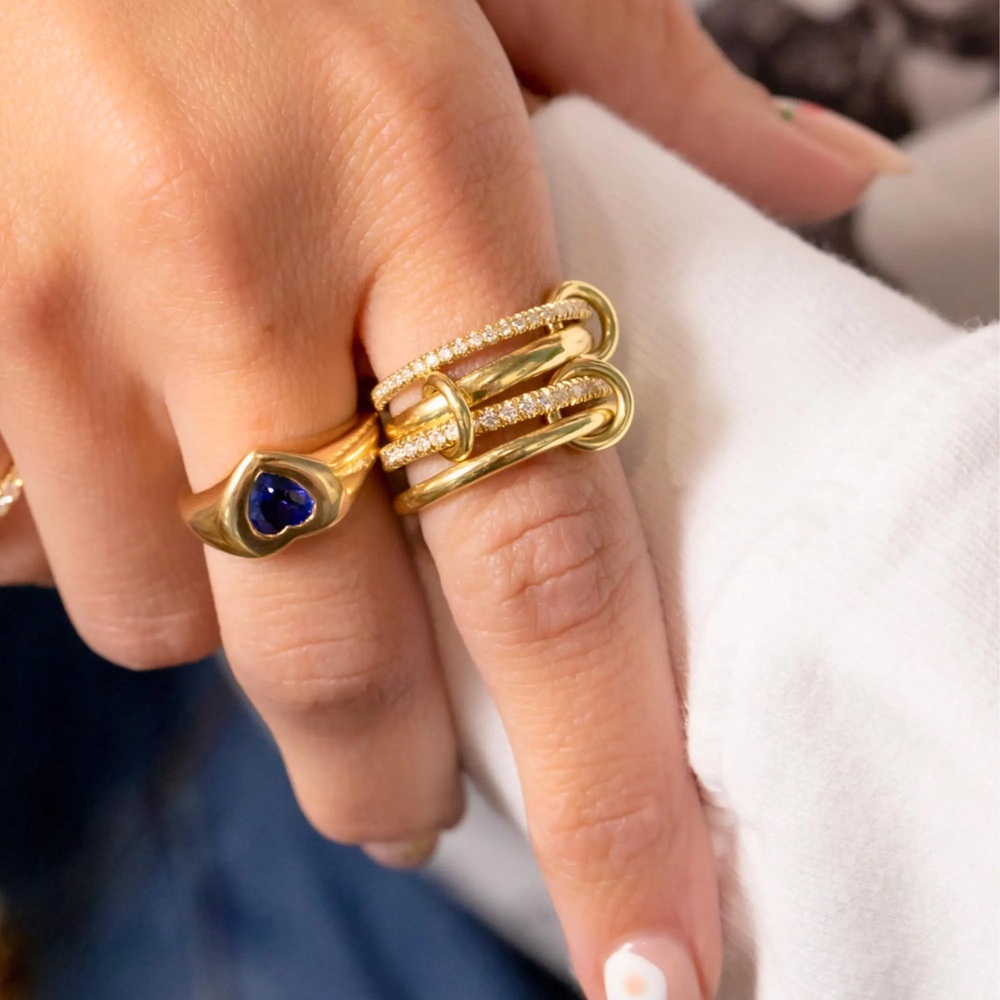 Sterling Silver Interlocked Stackable Rings for Women Mixed Thumb Ring ...