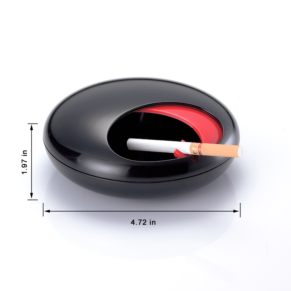 Hefeiyu Glossy Black Ashtrays with Lid, 360 Degree Rotation Ashtray