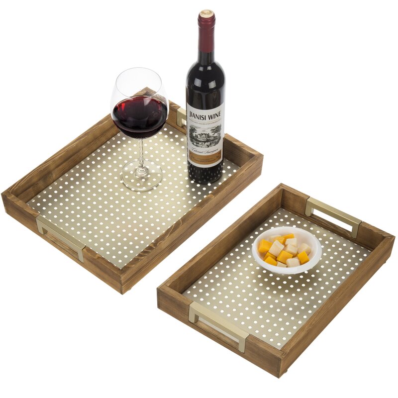 2 Piece Stackable Serving Tray Set