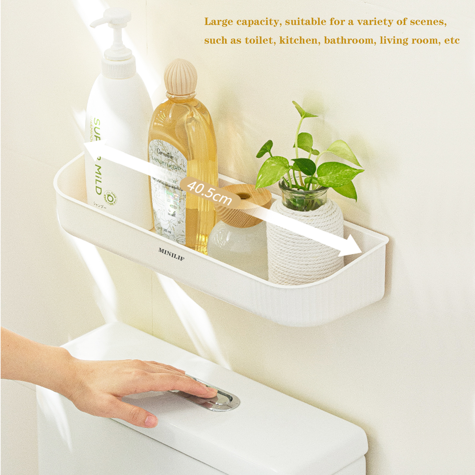 MINILIF Bathroom Caddy,Wall Mounted Bathroom Organizer,Towel Rack