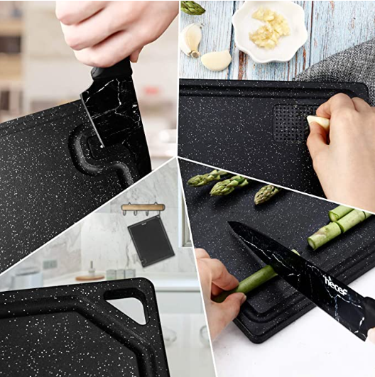 Küchen Schneidebrett Plastik Blau - Rutschfest Mit Aufhängeloch