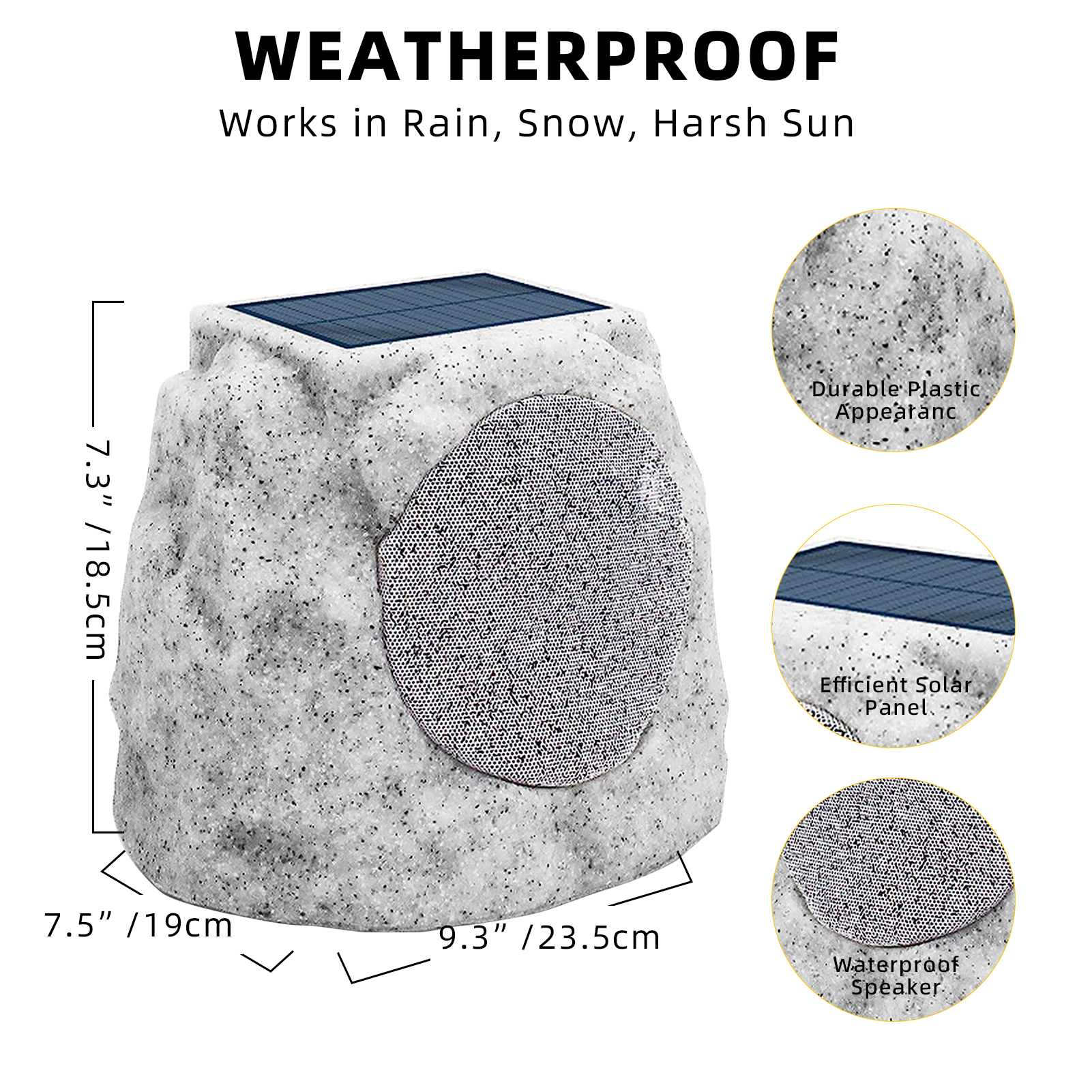 light to hope Rock Speakers Outdoor Waterproof,SolarPowered Bluetooth