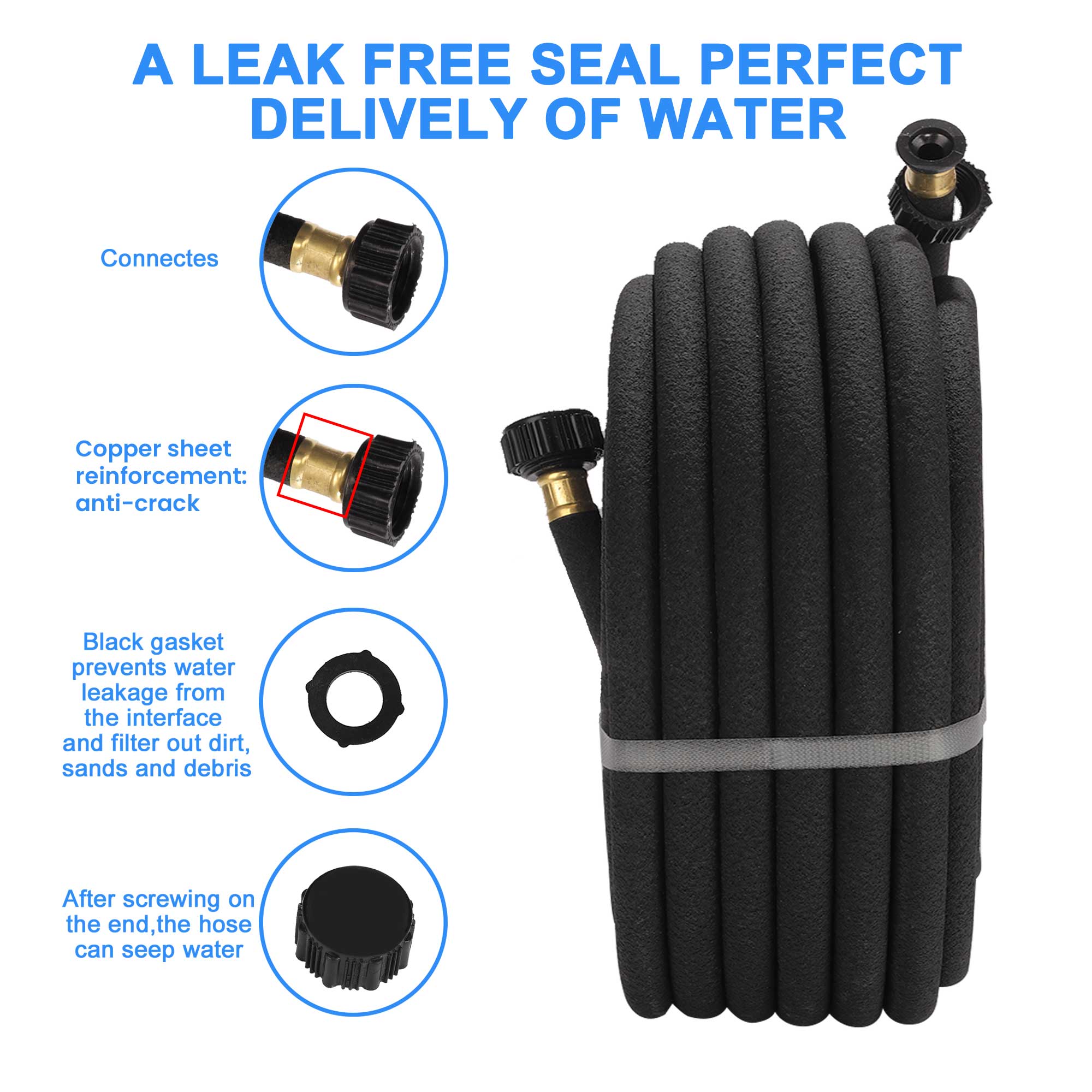 TOP DOG Soaker Hose 100 ft for Garden Beds,Saves 70 Water,1/2 inch