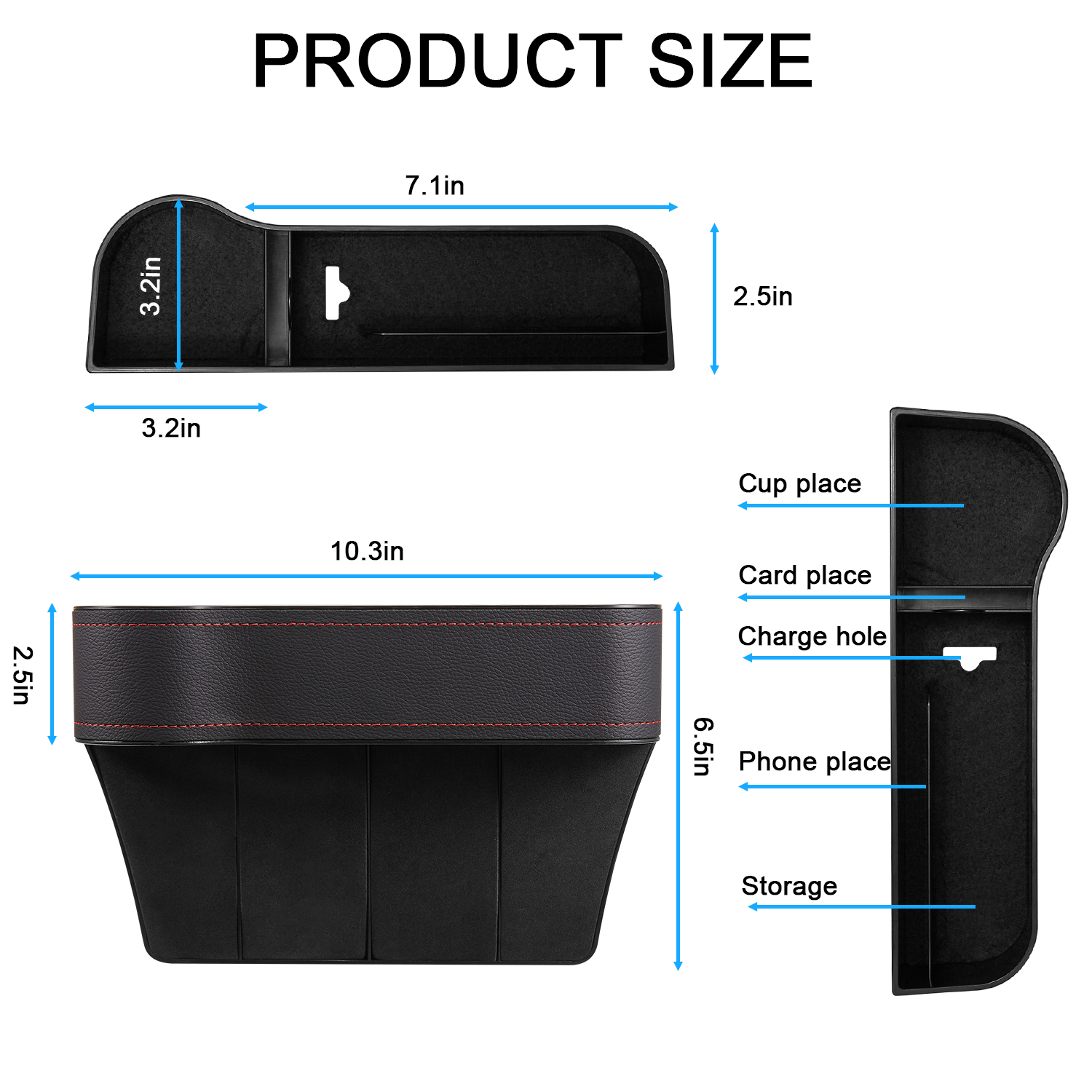 VLATUO Car Seat Gap Filler Organizer 2 Pack Front Seat Storage Box with