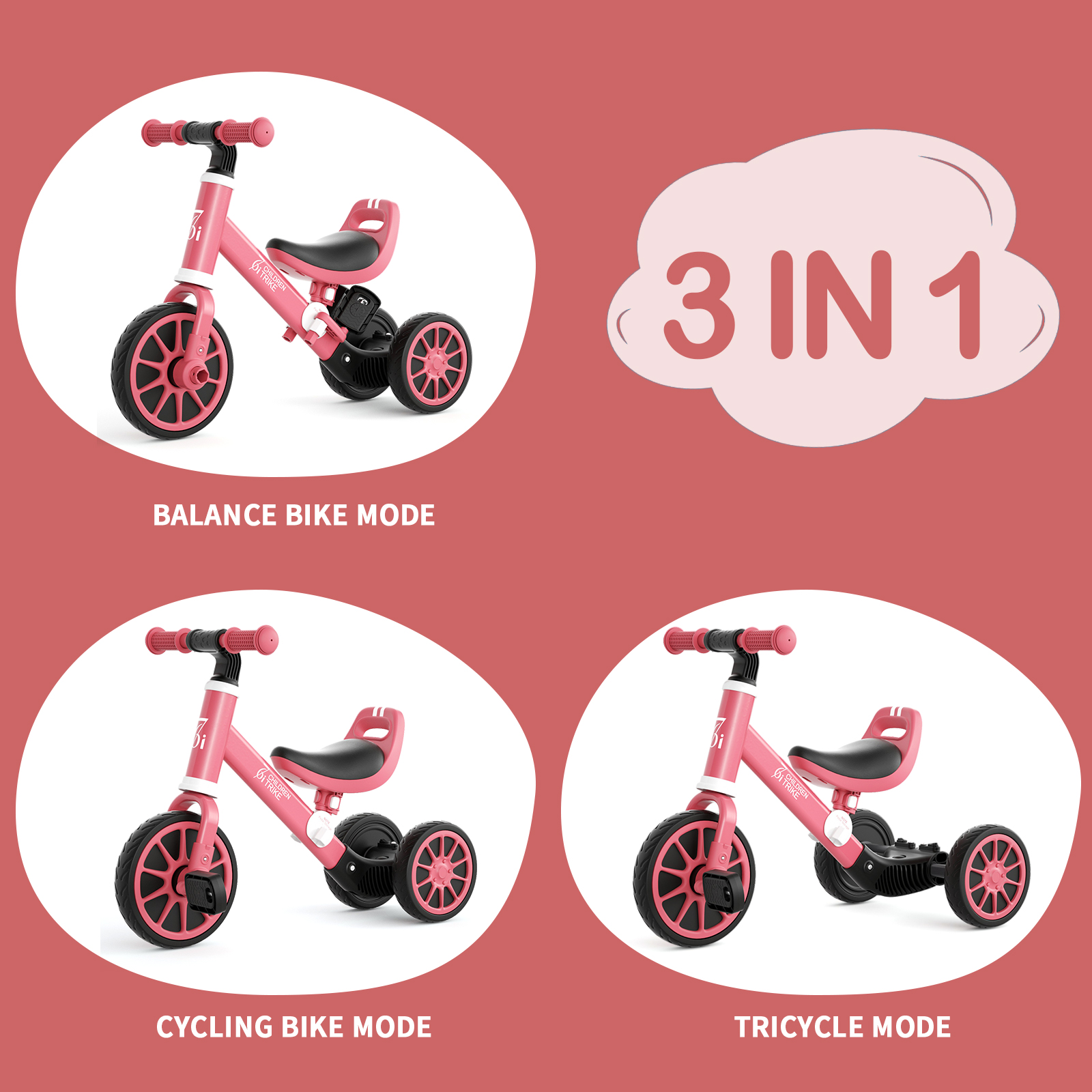 67i Kids Tricycles for 13 Year olds 3 in 1 Tricycle Toddler Bike for 1