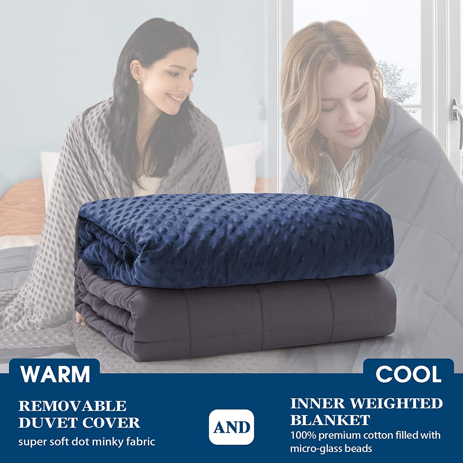 yescool Weighted Blanket with Removable Cover, Weighted Blanket Twin