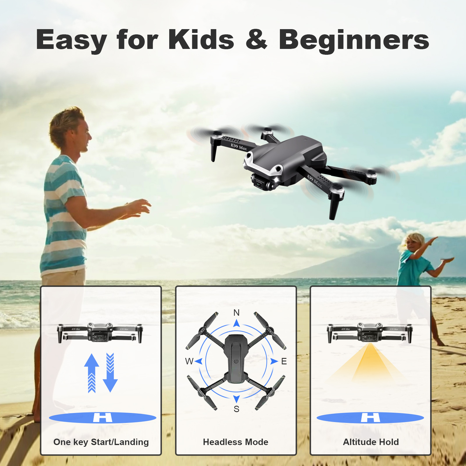 OKYUK Drones for Adults Kids Beginners Camera Drones 4k HD Dual Cameras ...