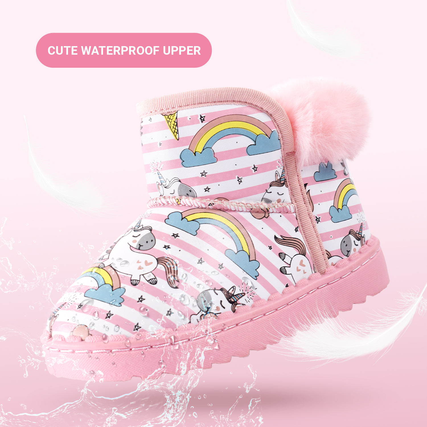 Elcssuy Girls Glitter Snow Boots Toddler/Little Girls Warm Winter