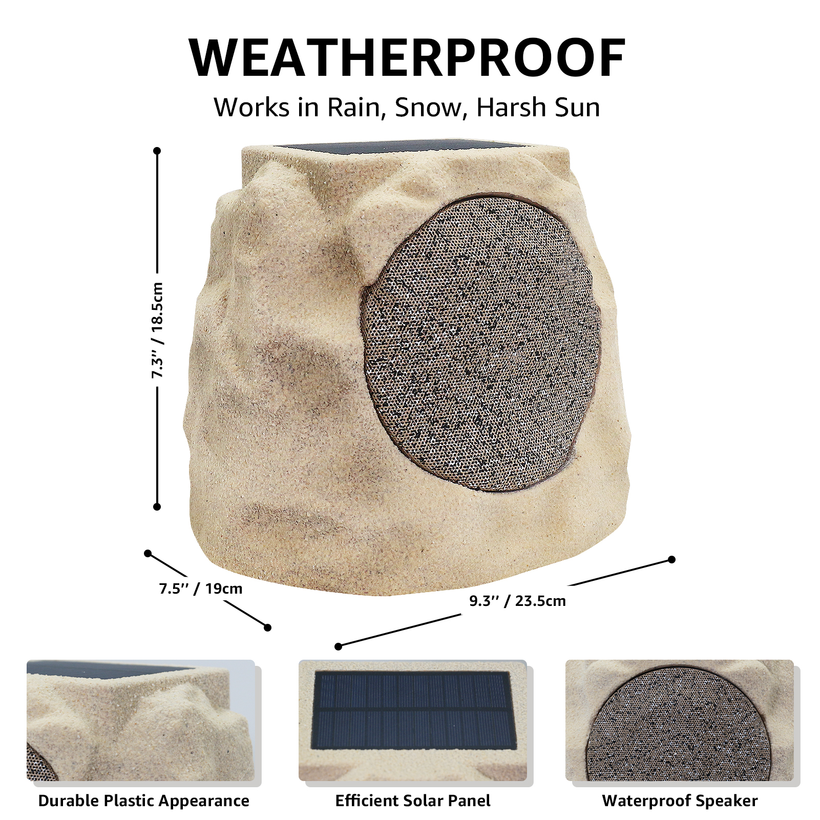 light to hope Rock Speakers Outdoor Waterproof,SolarPowered Bluetooth