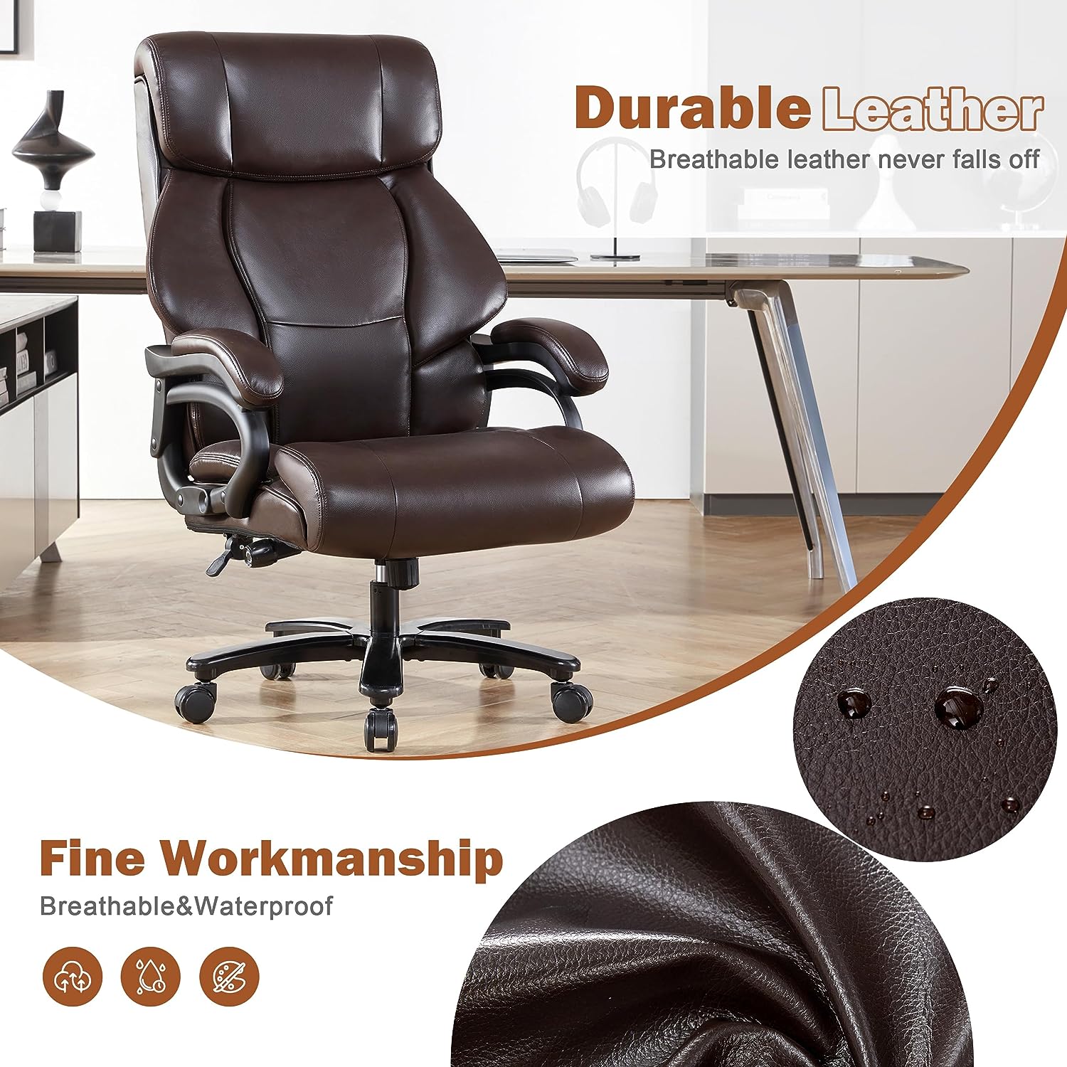 Weture Big and Tall Office Chair for Back Pain Relief, Breathable