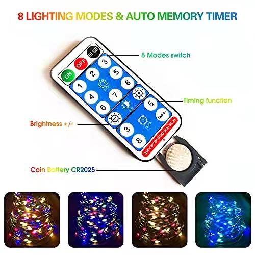 Solar String Lights Color Changing 72ft 200 LED Solar Christmas Lighs