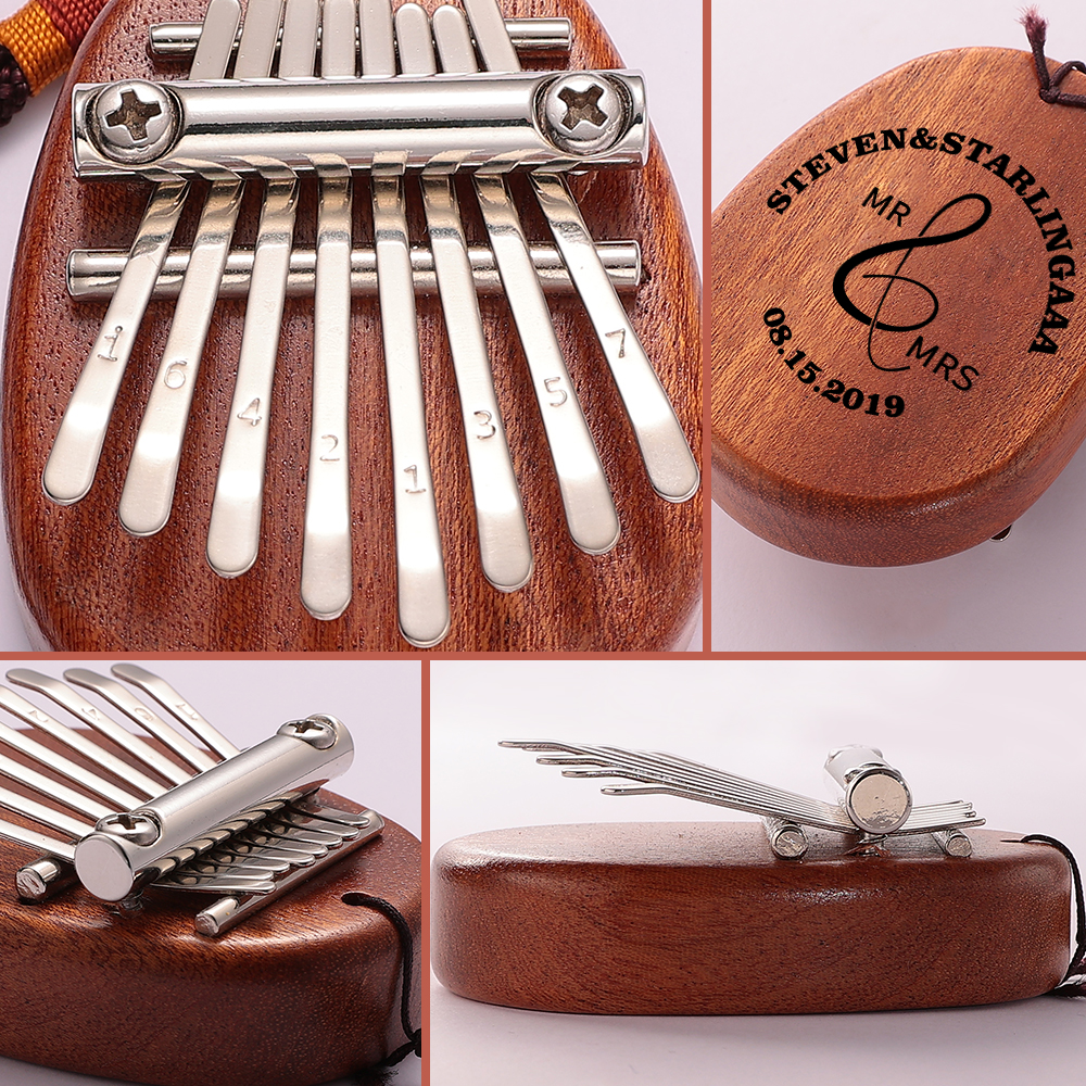 Custom Kalimba Mini Thumb Piano 8 Keys With Name Text Personalized
