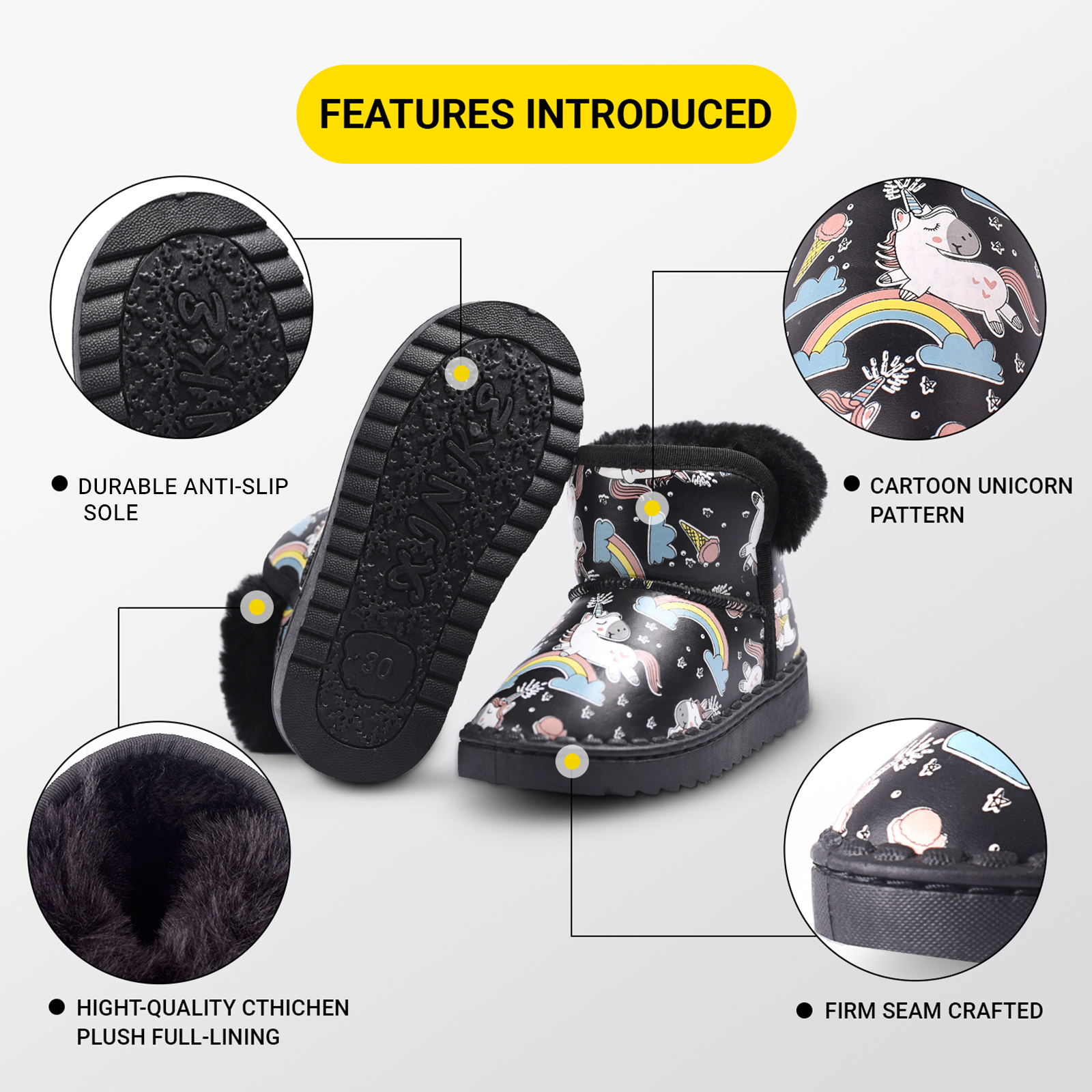 Elcssuy Girls Glitter Snow Boots Toddler/Little Girls Warm Winter