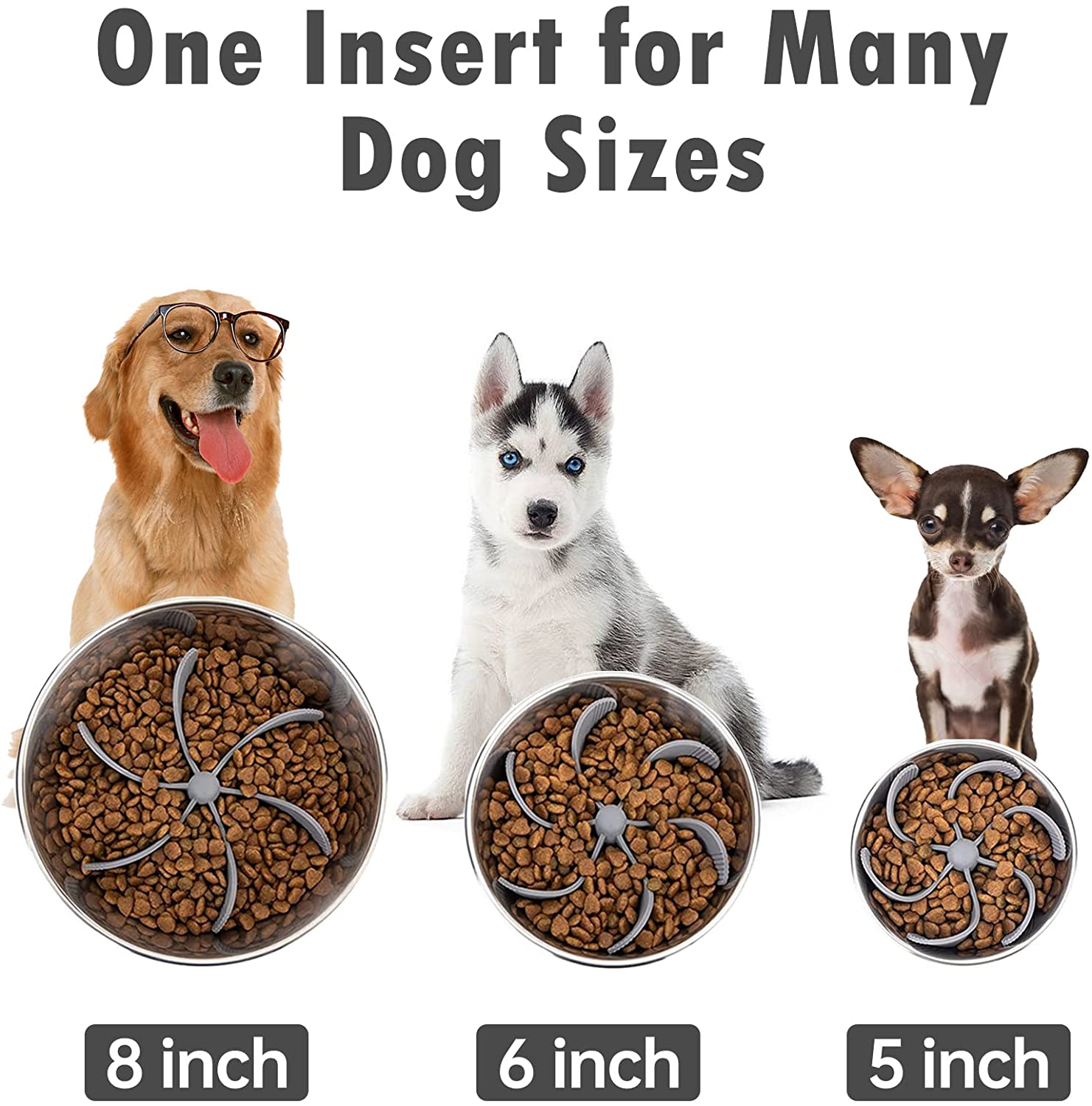 Slow Feeder Dog Bowls Insert, Cuttable Dog Slow Feeder with Suctions
