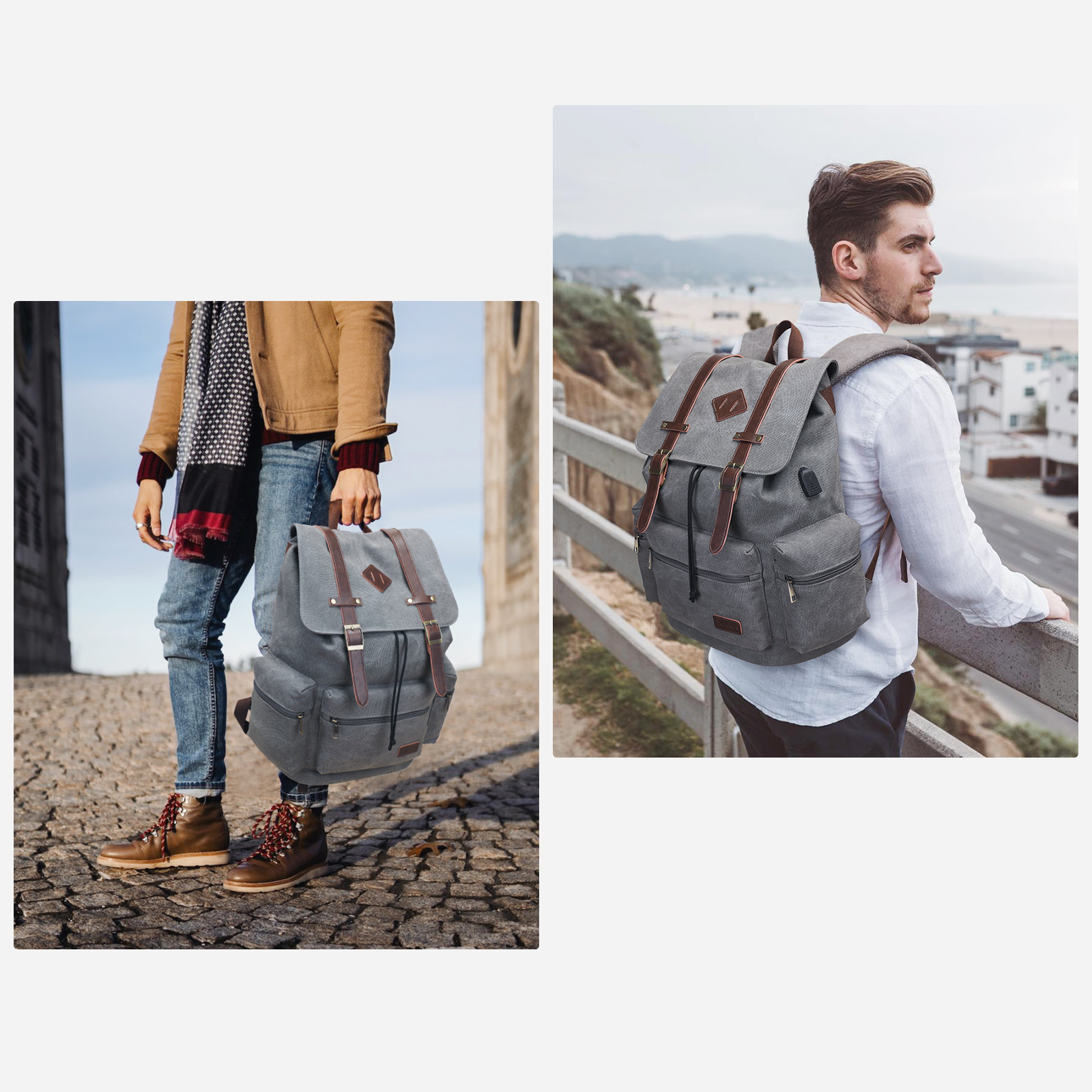 Modoker Mens Canvas Vintage Backpack for Men,Women, Travel Laptop