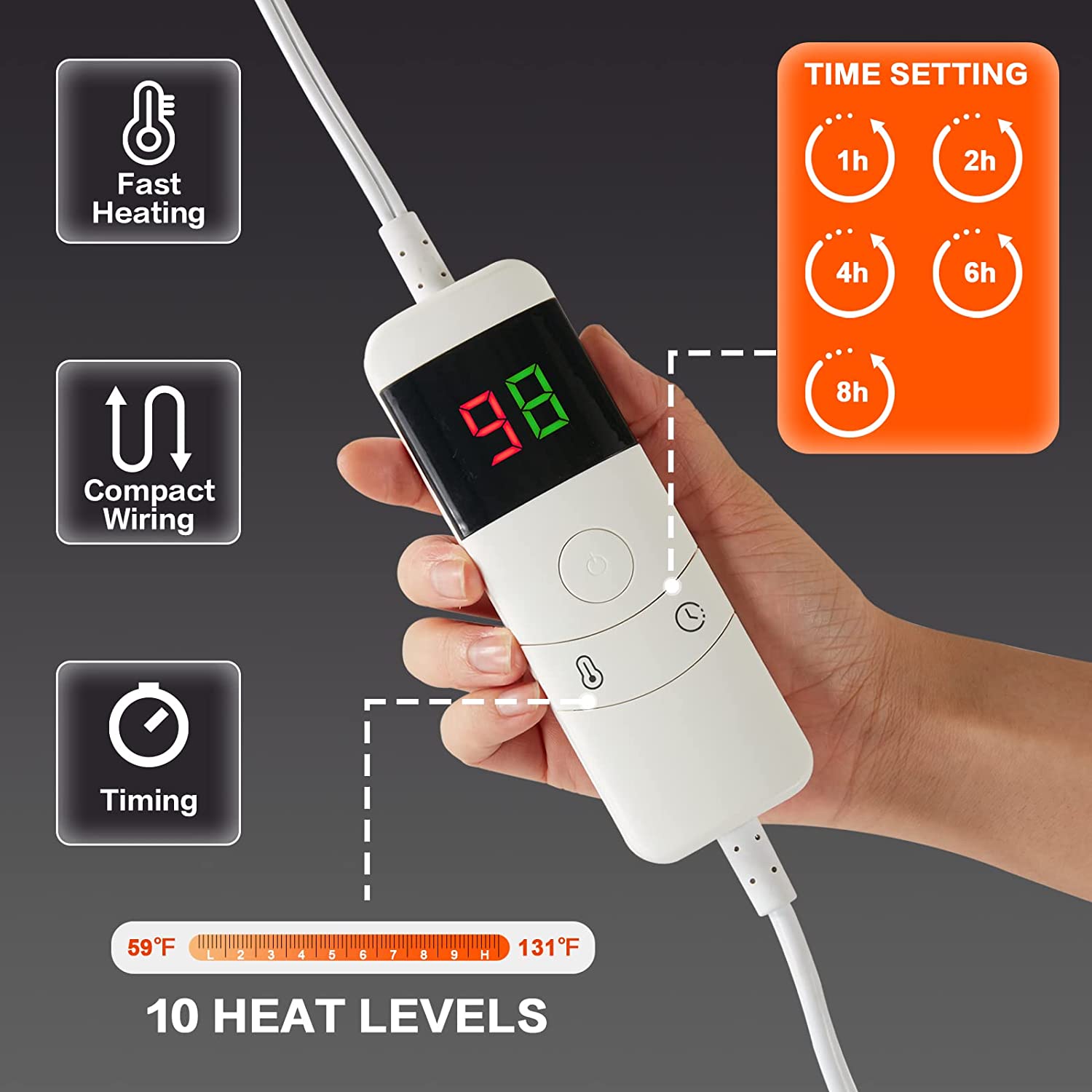 OCTROT Electric Blanket Heated Blanket Throw 50"x62",Fast Lap Heating