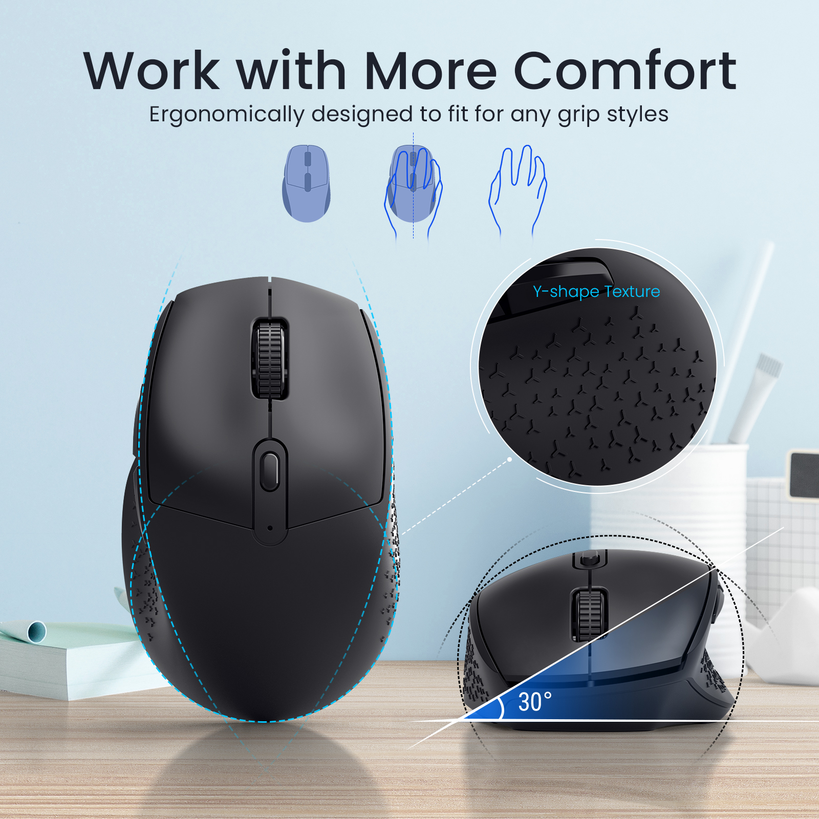 Wireless Mouse - 2.4G Computer Mouse Featuring Less Click Noise ...