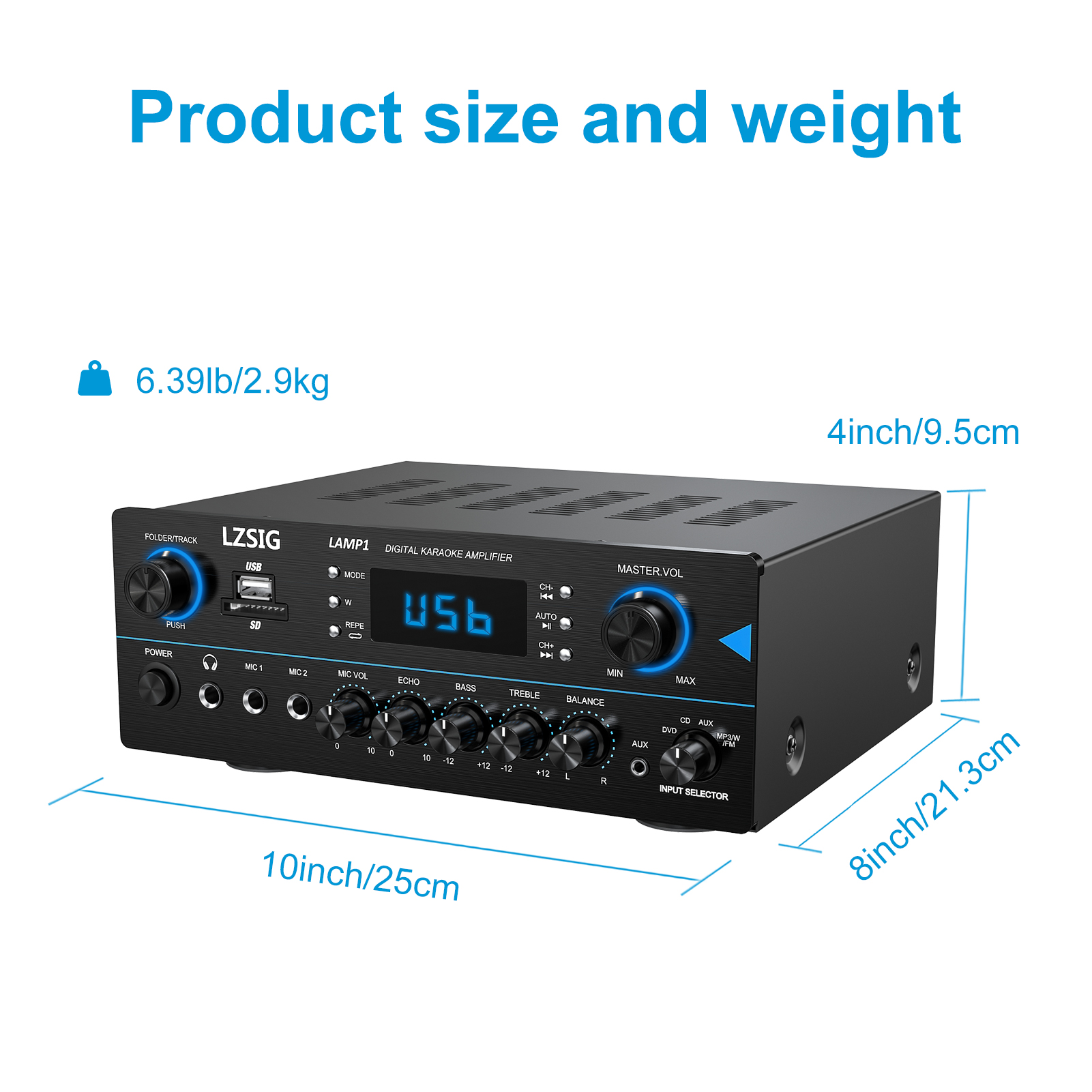 LZSIG Peak Power 110Wx2 Channel Stereo Amplifier 5.0 Home Audio