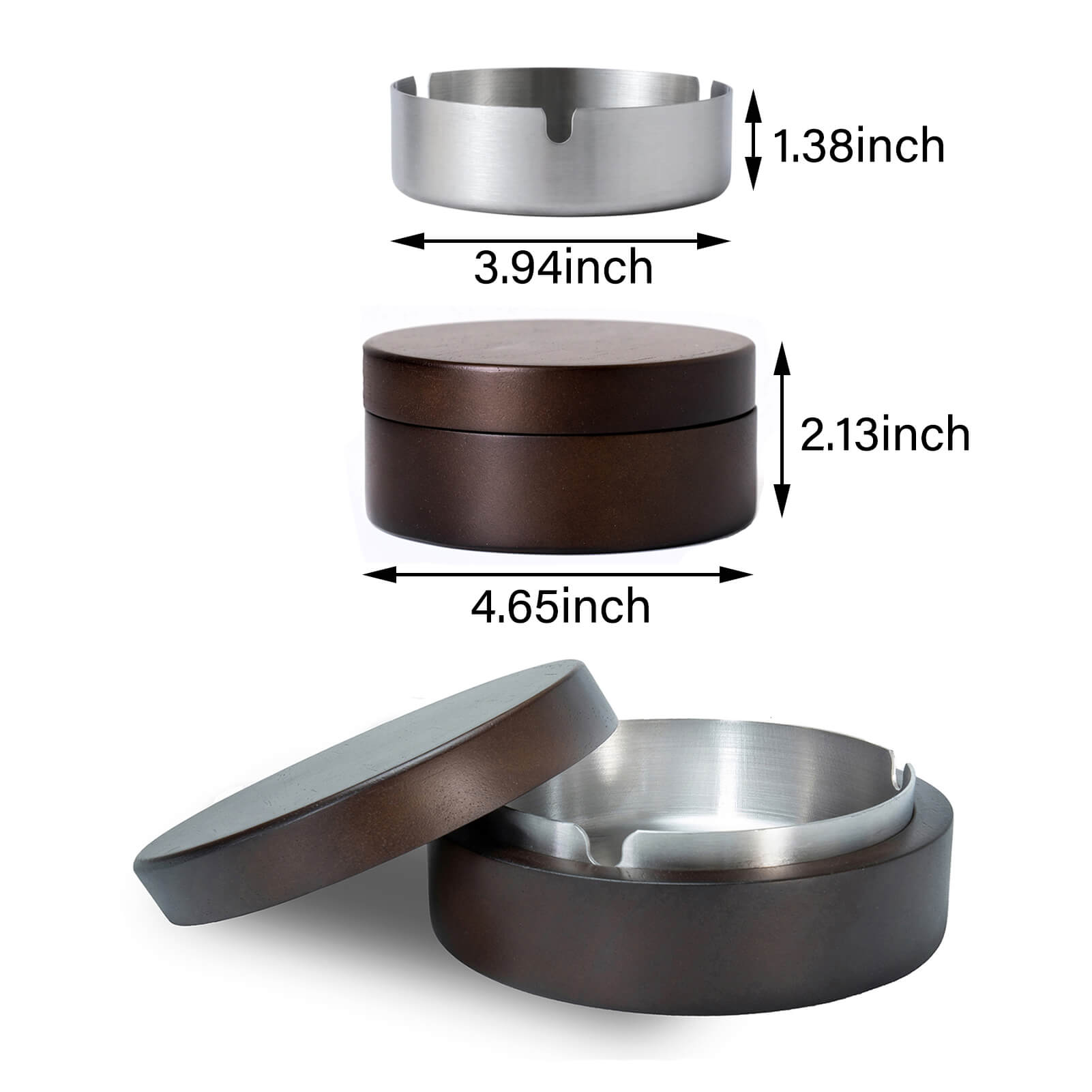 Ashtray for Weed, Wooden Ashtray with Lid & Stainless Steel Liner