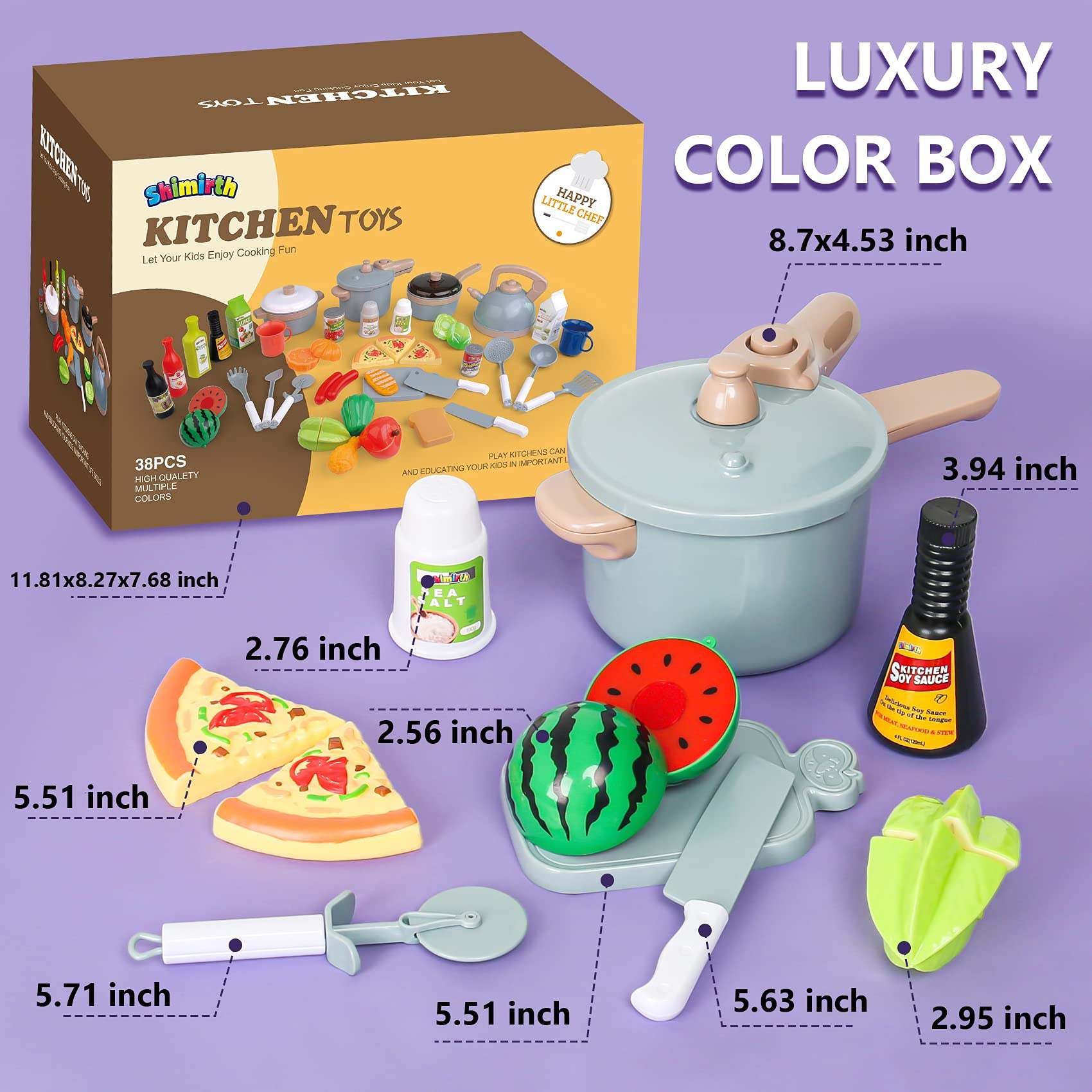 Shimirth Pretend Play Kitchen Accessories Playset, 38Pcs Kids Play