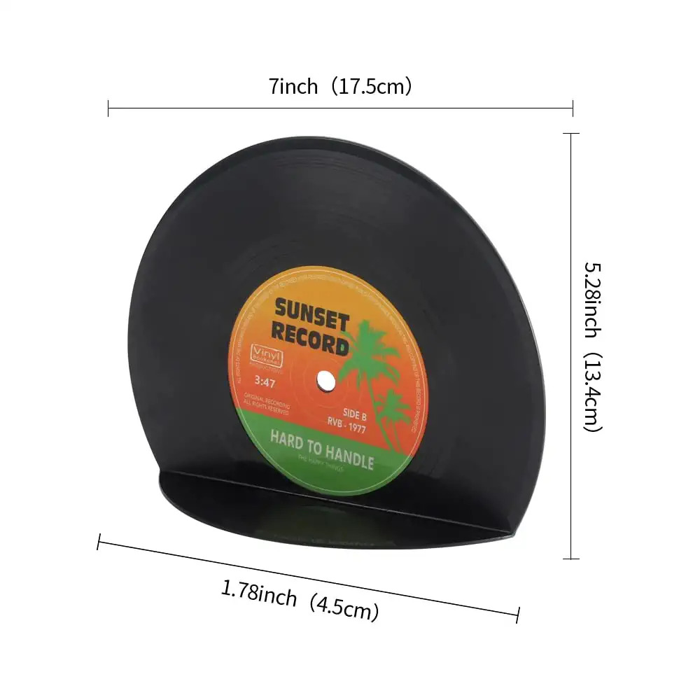 VinBee Retro Vinyl Bookends Black Record Book Ends Classic CD Vintage