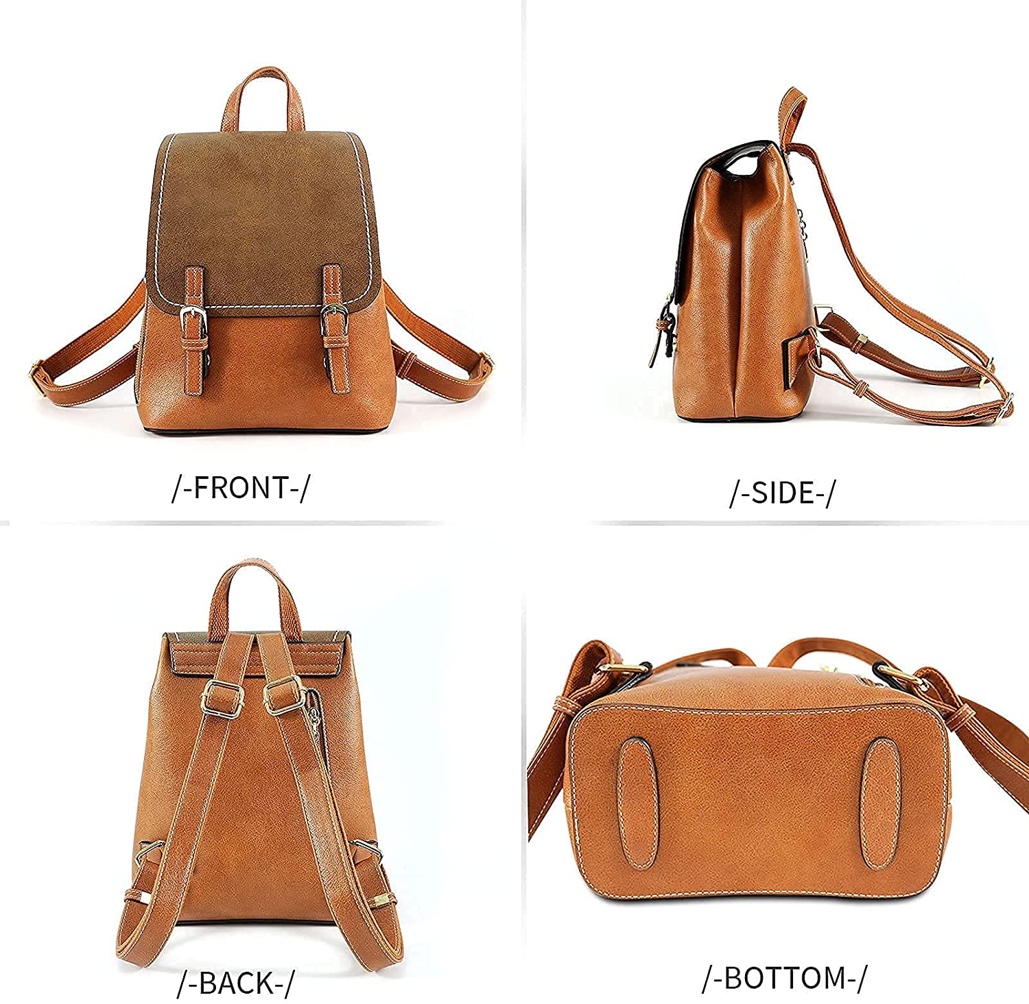 Backpack Purse for Women, Brown Leather Fashion Backpack, Mini Ladies