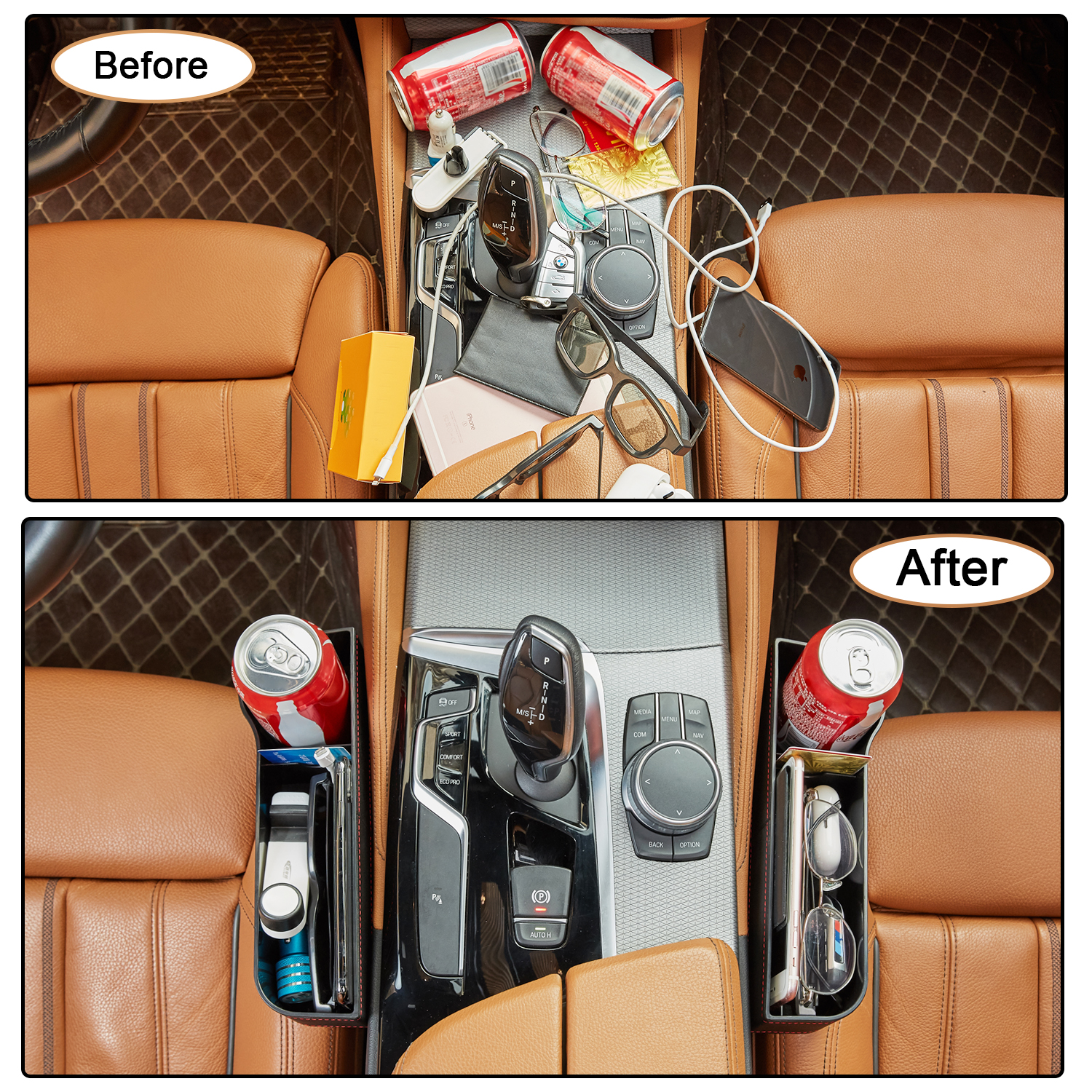 VLATUO Car Seat Gap Filler Organizer 2 Pack Front Seat Storage Box with