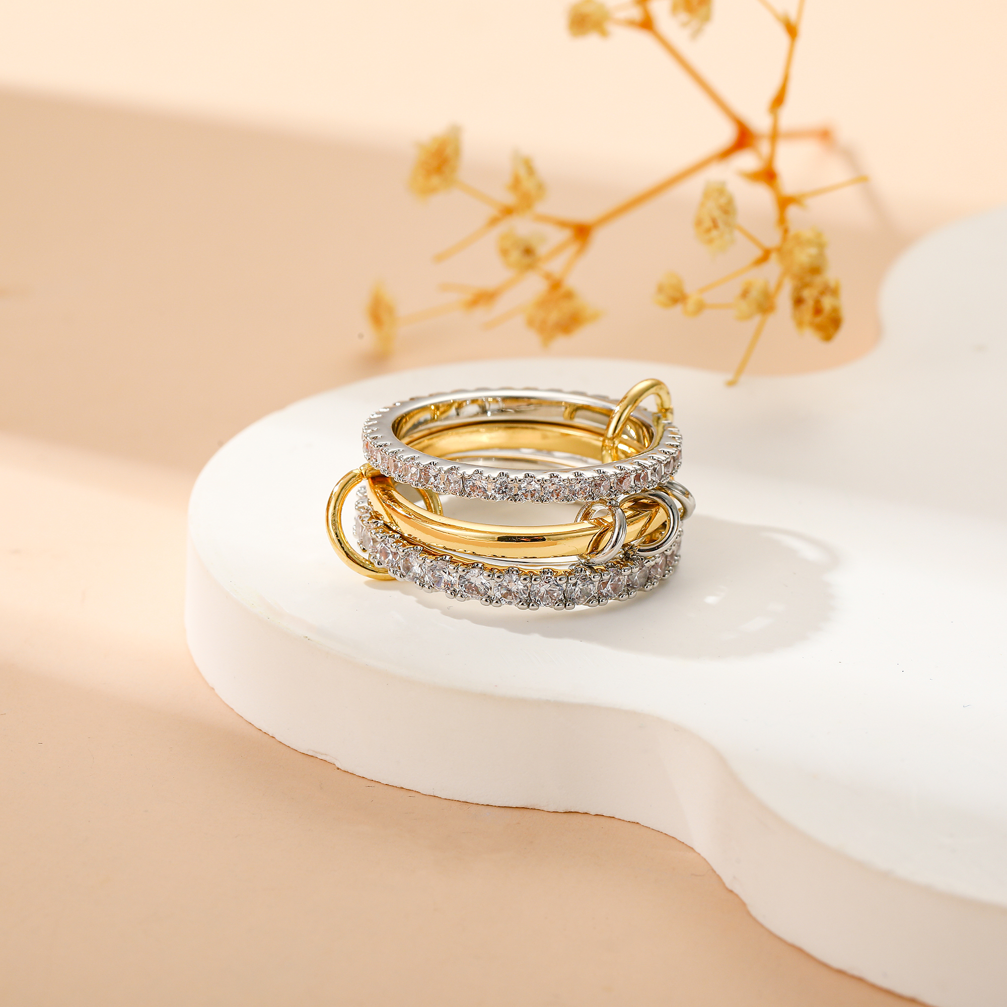 Interlocked Stackable Rings Sterling Silver Interlocked Stackable Rings for Women Mixed Thumb Ring ...