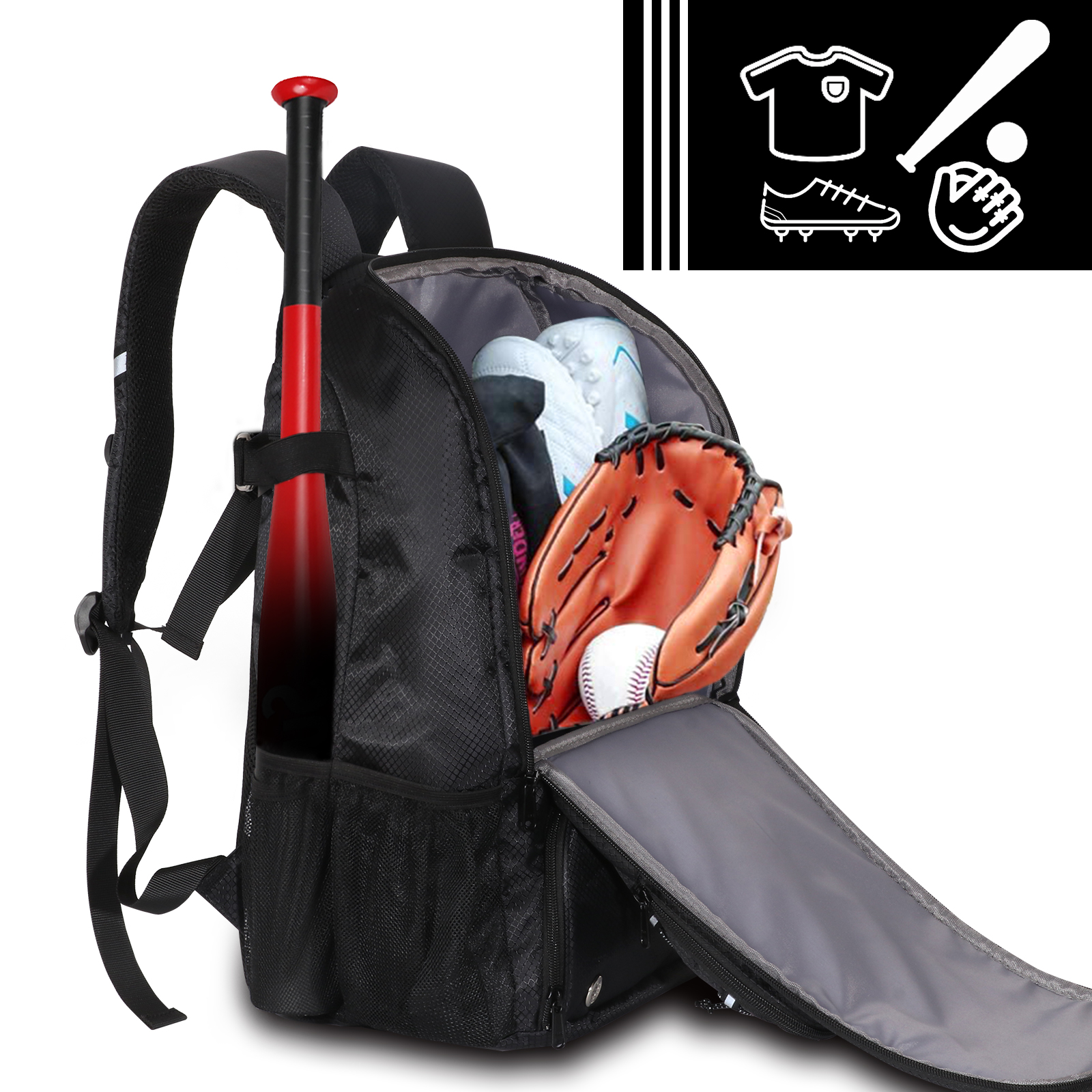 DENUONISS Baseball&Softball Bag,Backpack Bag for Youth,Boys and Adult