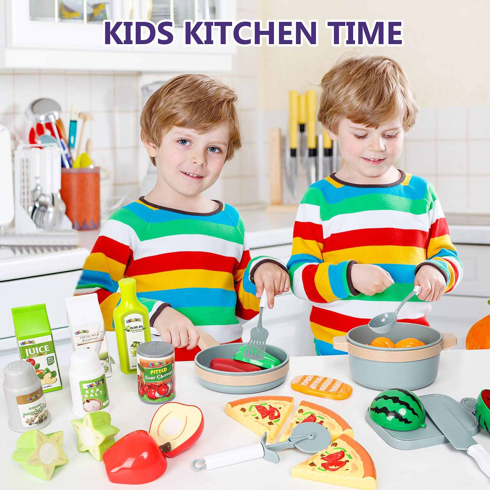 Shimirth Pretend Play Kitchen Accessories Playset, 38Pcs Kids Play