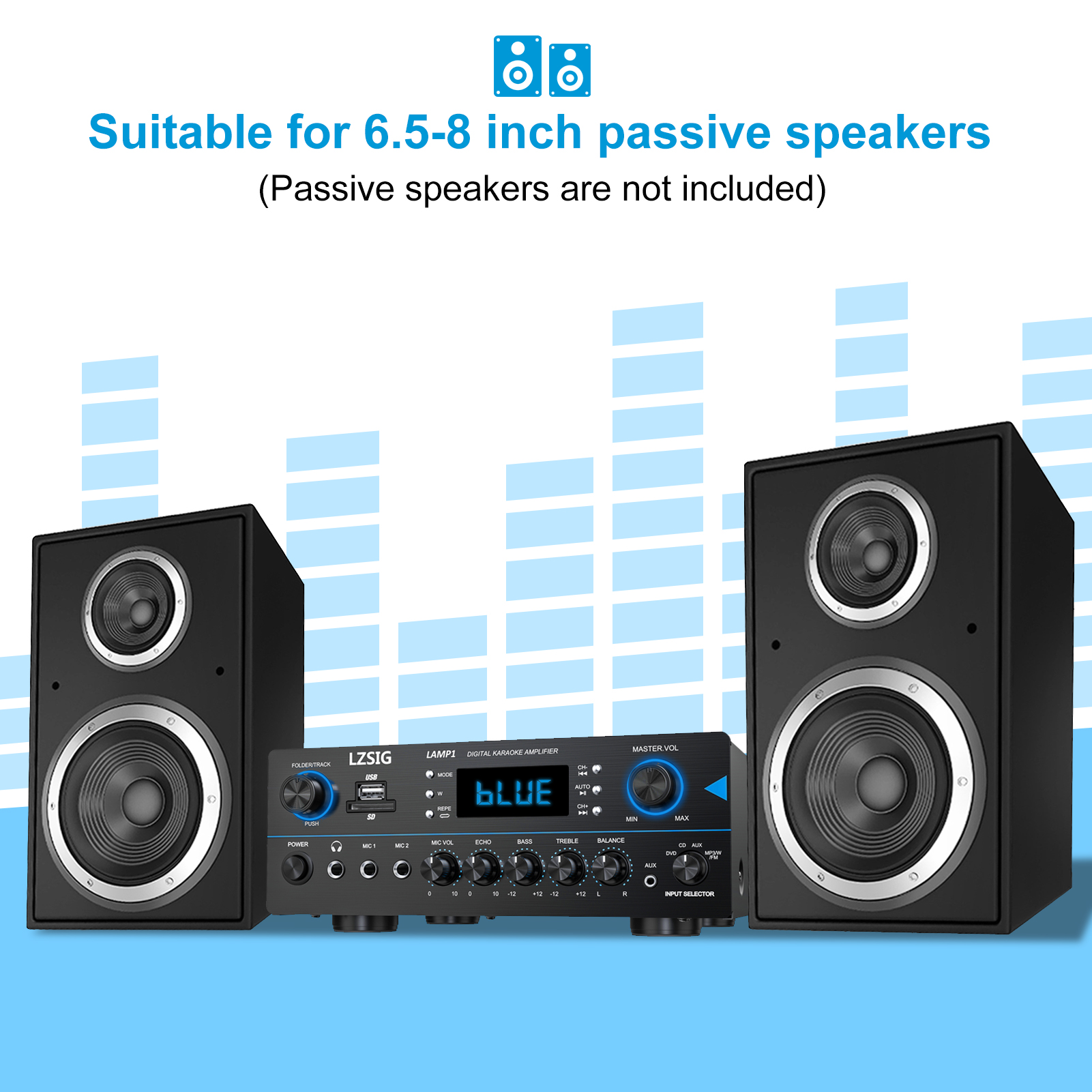 LZSIG Peak Power 110Wx2 Channel Stereo Amplifier 5.0 Home Audio