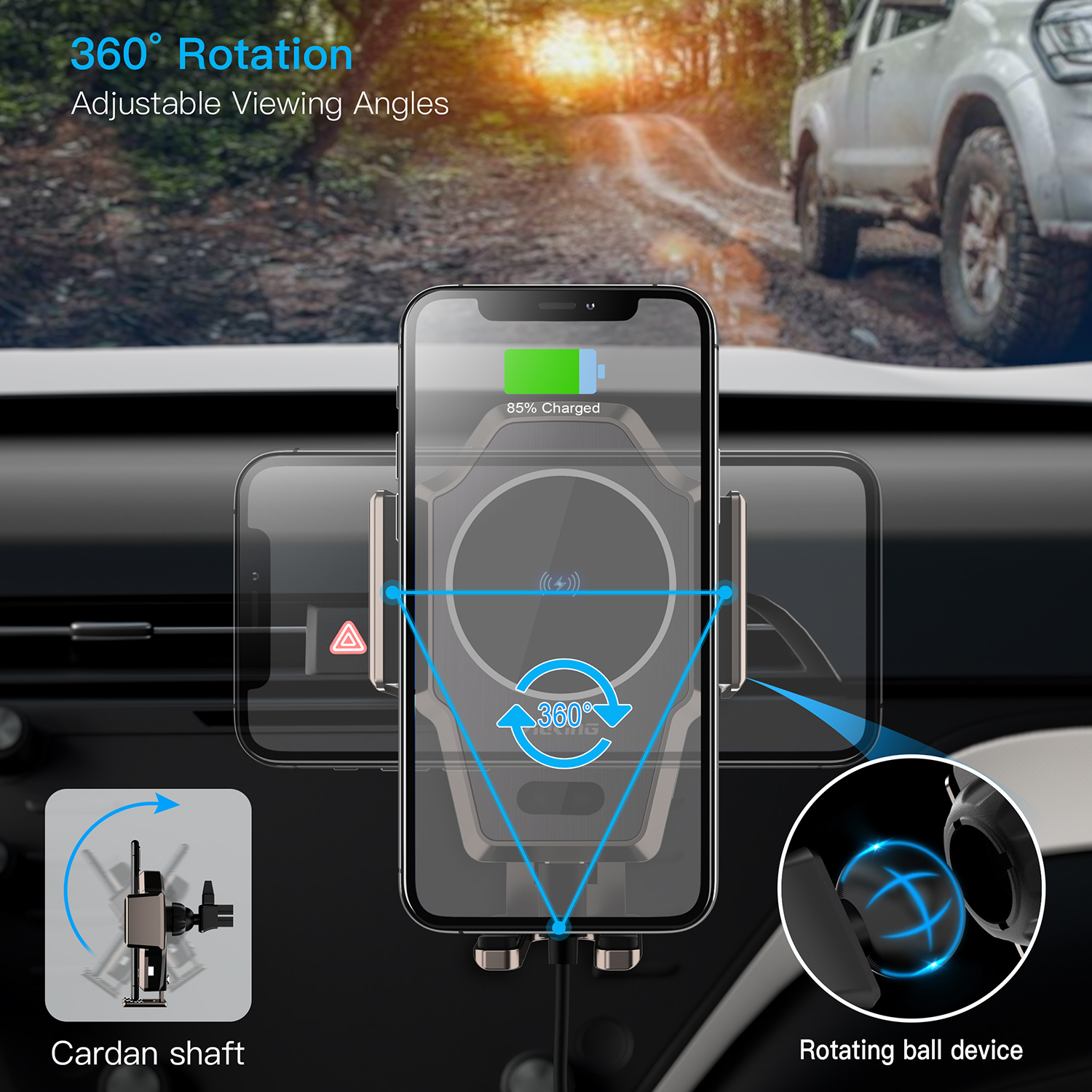 Wireless Car Charger, 10W Qi Fast Wireless Car Charger Mount, Infrared