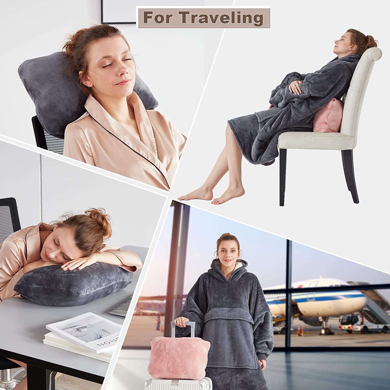 Touchat Wearable Blanket Hoodie, Oversized Sherpa Blanket Sweatshirt