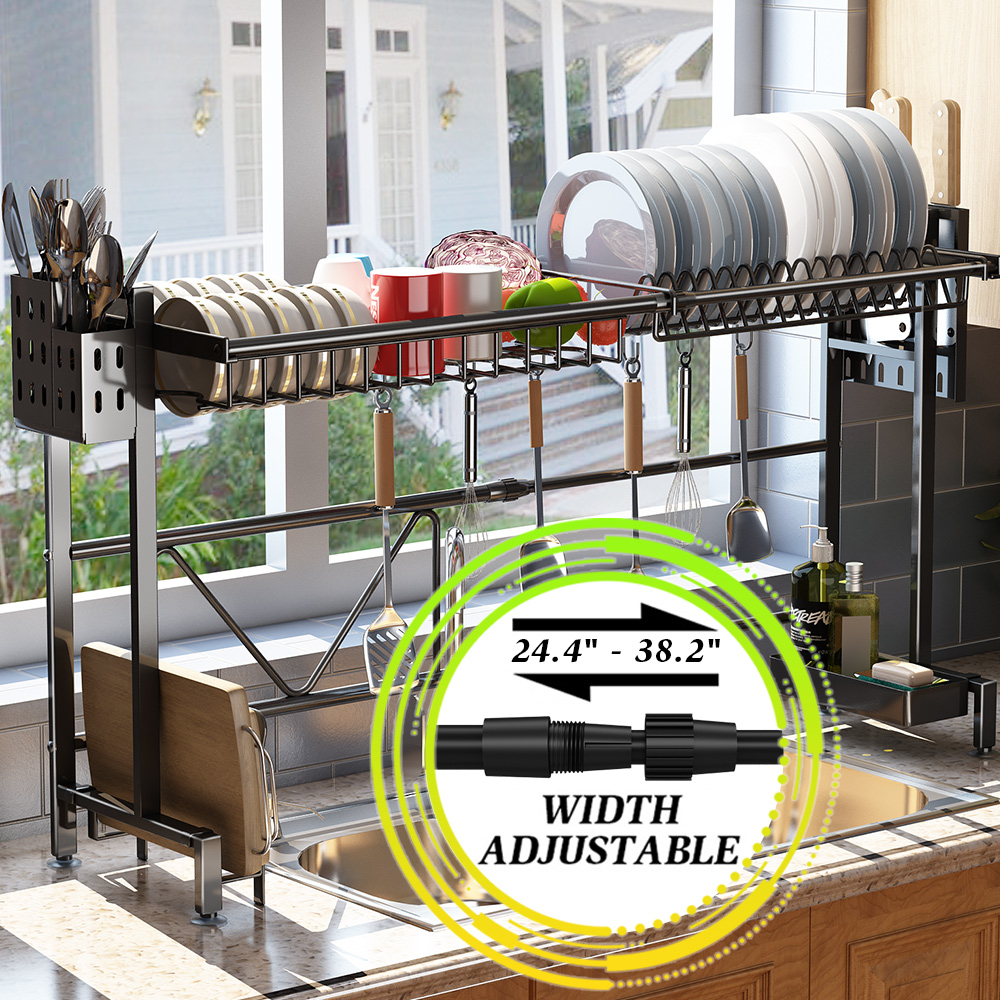 Over The Sink Dish Drying Rack, SAYZH Width Adjustable（ Fit Small and